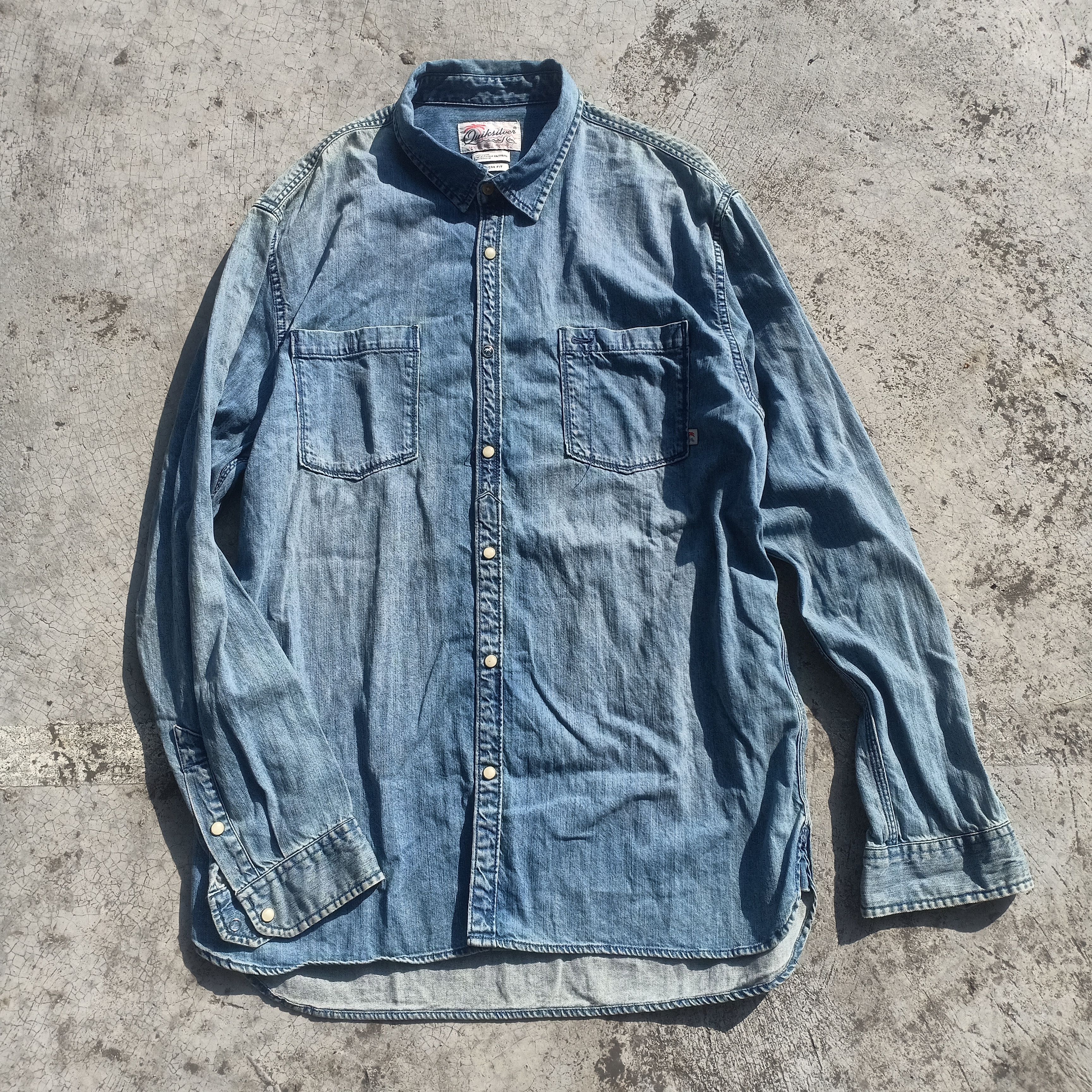image of Radical Times In Paradise By Quiksilver Jeans Button Shirt in Summer Blue, Men's (Size 2XL)