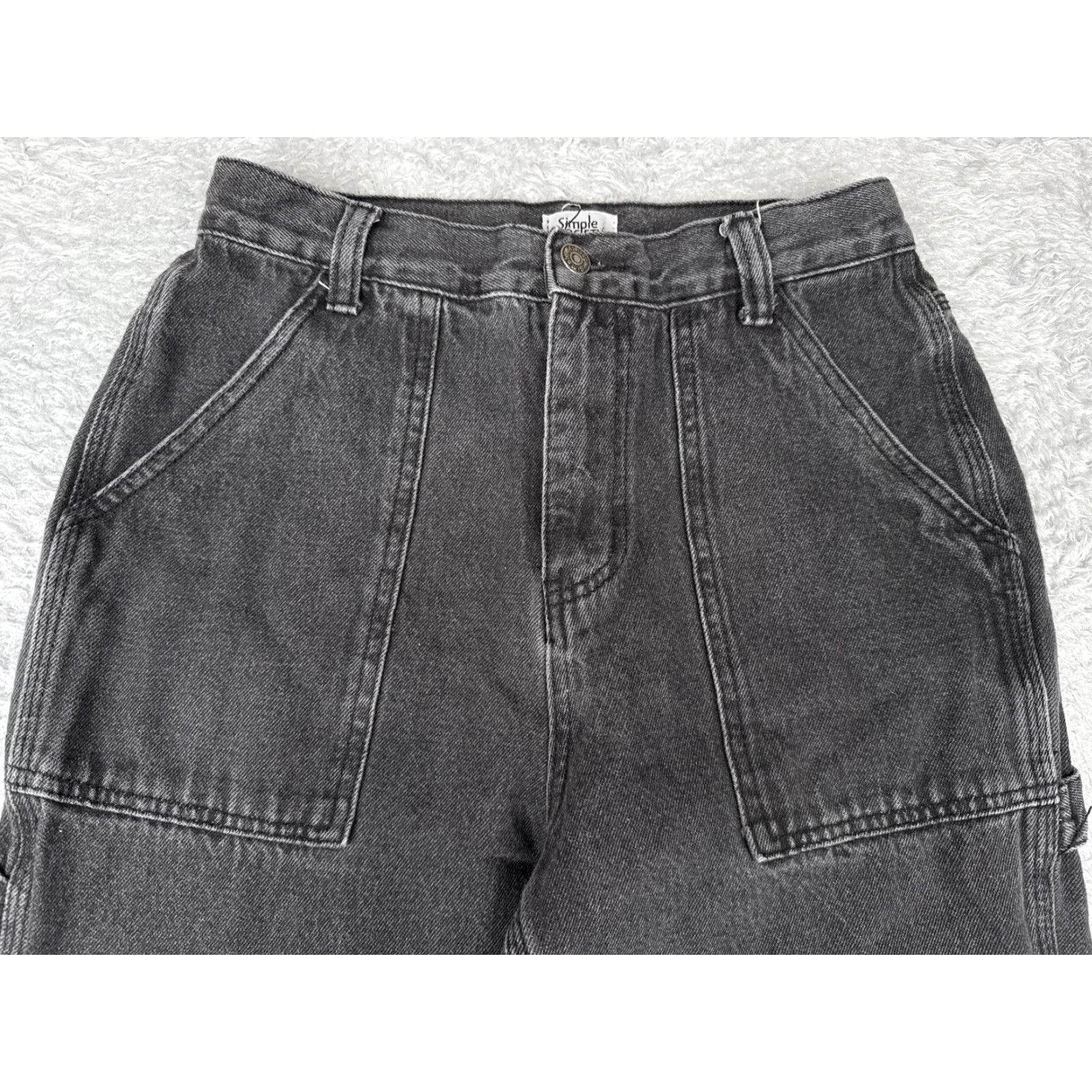 Vintage Simple Society Jeans Womens 7 High Rise Carpenter Denim Black Gray 27x27 Size 28" / US 6 / IT 42 - 4 Thumbnail