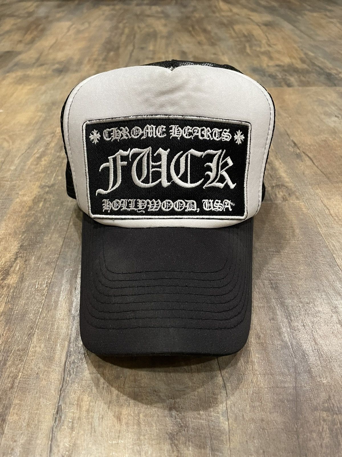 Pre-owned Fuck Hollywood Trucker Hat Black White In Black/white