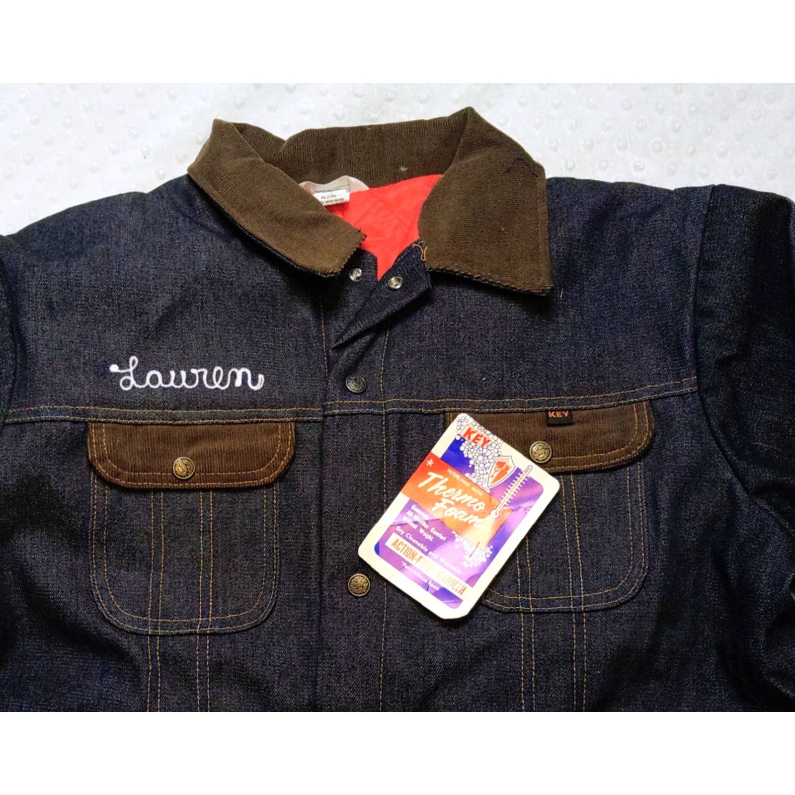 Imperial VINTAGE Key Imperial 46L Denim Trucker Jacket Blue Red Quilt Lined Work Wear XL Jacket Mens Size US 36 / EU 52 - 4 Thumbnail