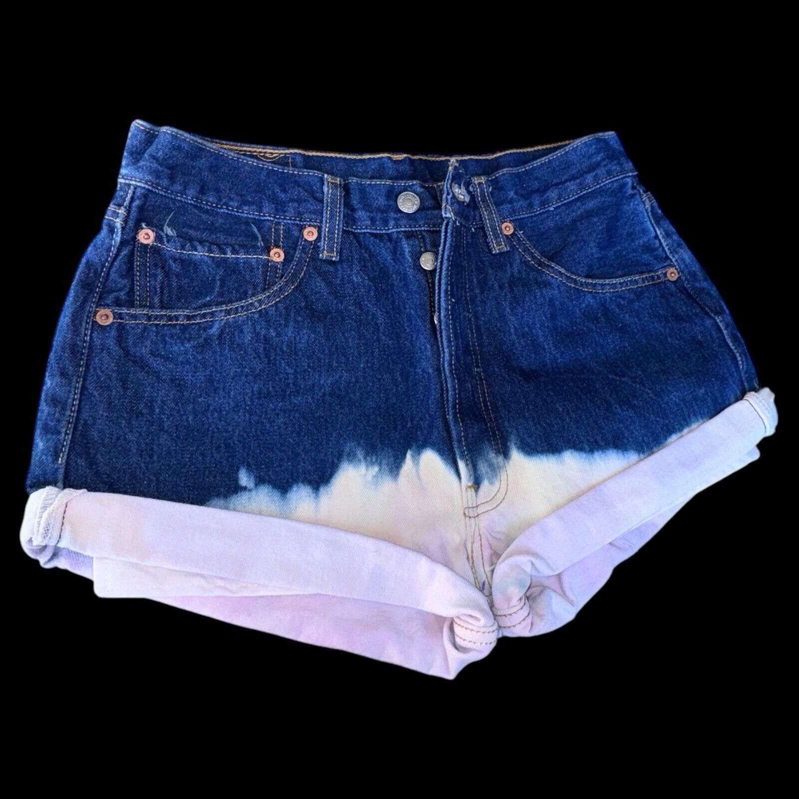 Levi's Levi’s 501 Dark Wash Dip Dyed Button Fly Cut Off Shorts 33 Size 33" - 2 Thumbnail