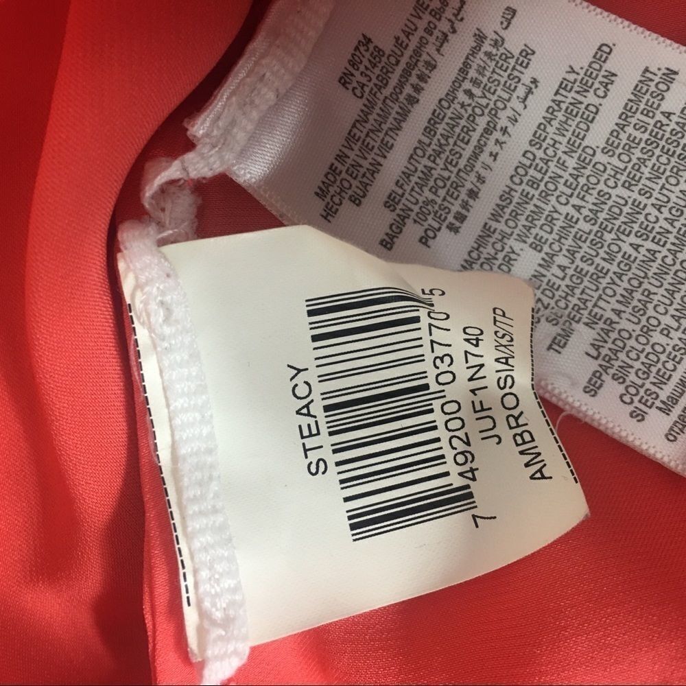 Bcbgmaxazria BCBGMAXAZRIA Steacy Ruffle Tank Top Coral Orange Zip Front S Size XS / US 0-2 / IT 36-38 - 6 Thumbnail