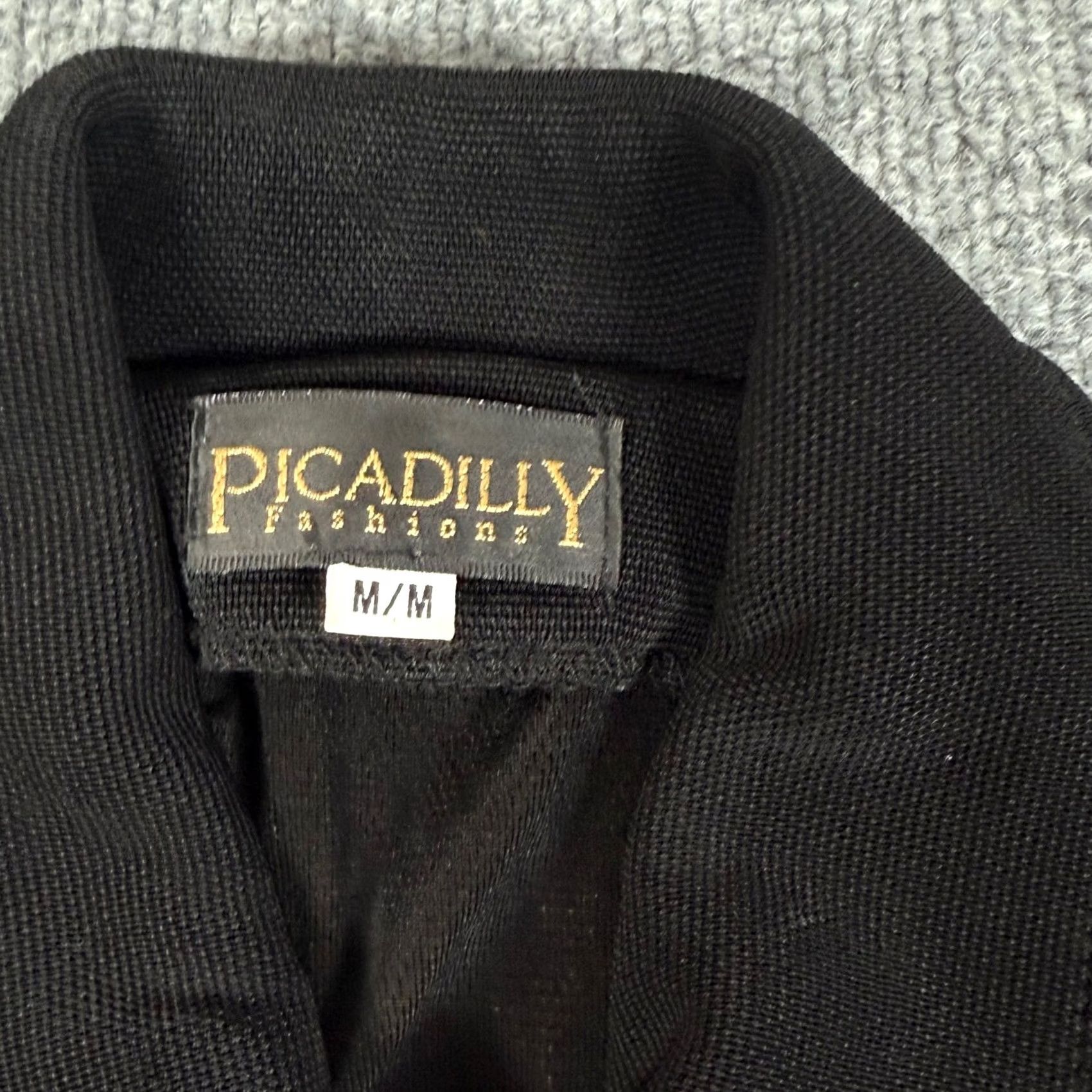Vintage Womens Medium LS Collared Button Up Shirt Oversized Tunic Workwear Black Solid Size M / US 6-8 / IT 42-44 - 2 Thumbnail