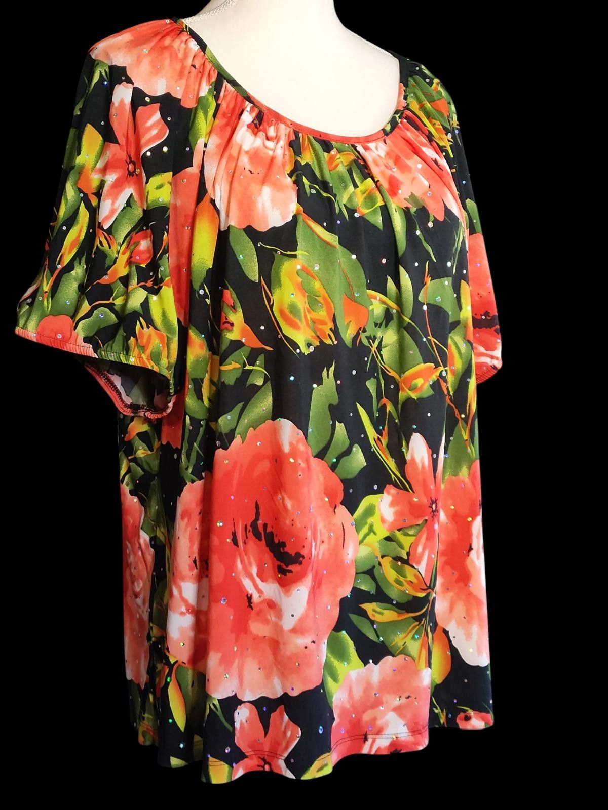 Other C.D. Daniels Floral Print Women's Tunic Top w Short Sleeves Size XXL / US 16-18 / IT 52-54 - 4 Thumbnail