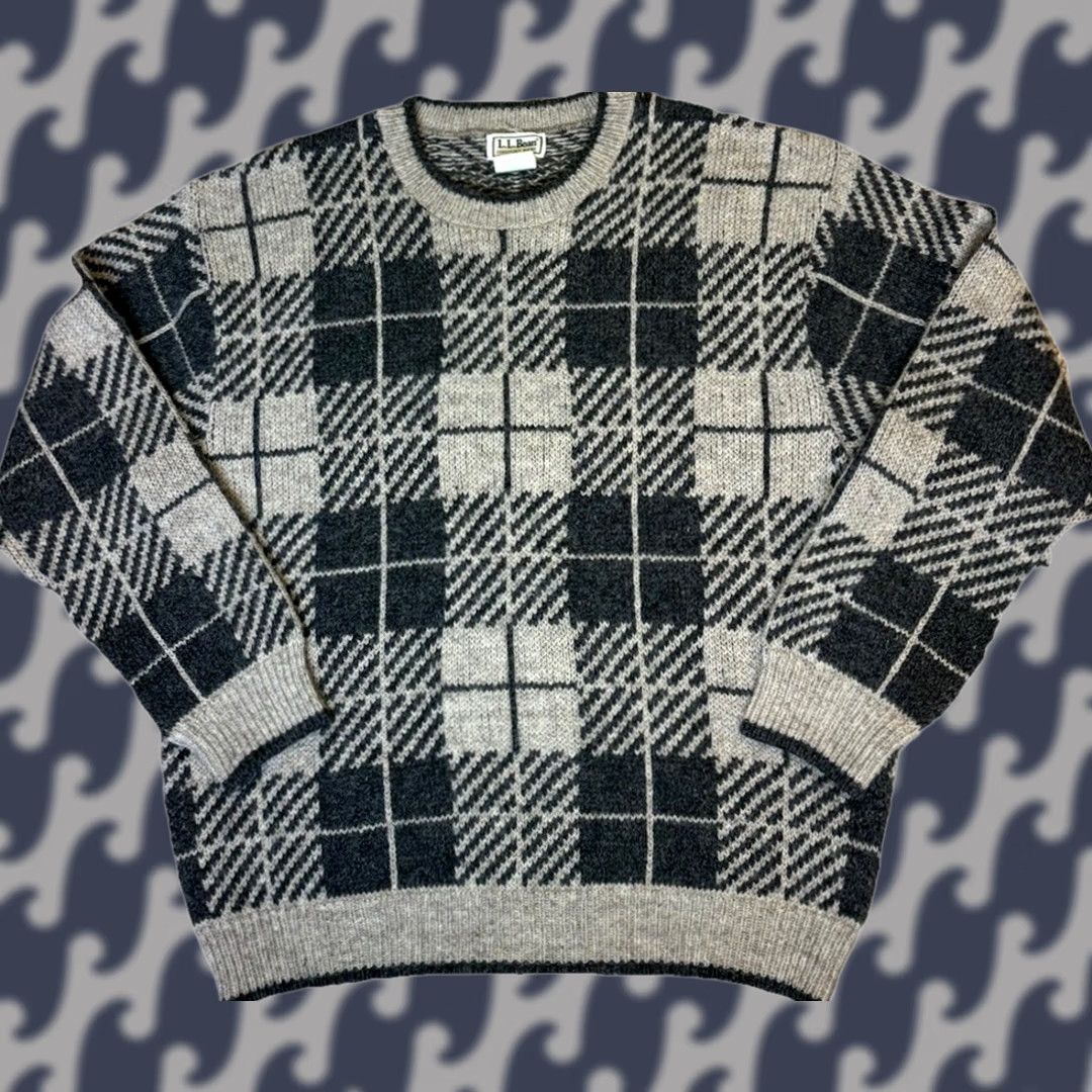 Vintage VINTAGE LL Bean Wool USA Crew Neck Plaid Sweater Mens Large Size US L / EU 52-54 / 3 - 1 Thumbnail
