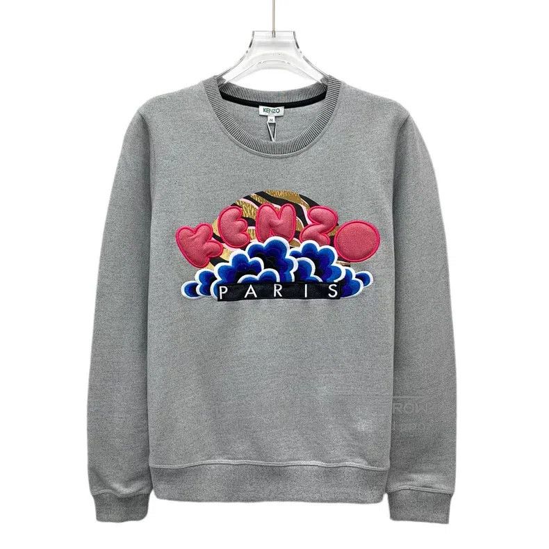 Kenzo Kenzo Grey Logo Embroidered Round Neck Cotton Long Sleeve Size M / US 6-8 / IT 42-44 - 1 Thumbnail
