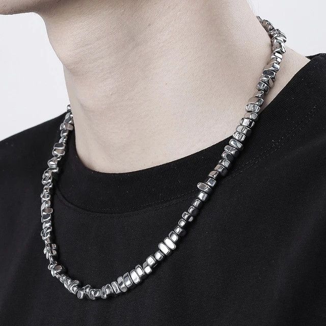 Jewelry Natural Hematite Stone Collar 18" Necklace Size ONE SIZE - 2 Thumbnail