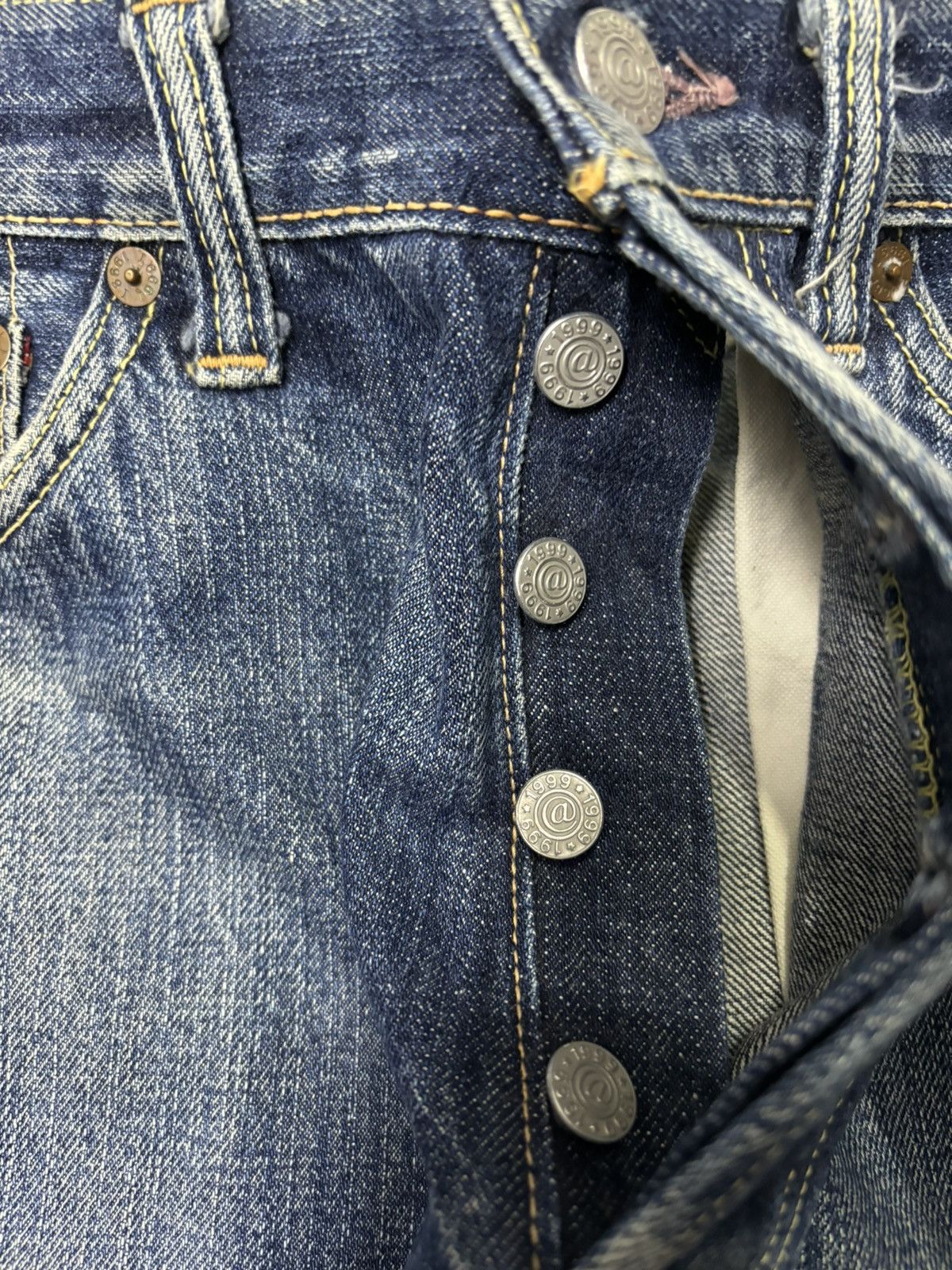 Japanese Brand 🔥1999@JAPANESE BAGGY SELVEDGE DISTRESSED DENIM JEANS Size US 30 / EU 46 - 10 Thumbnail