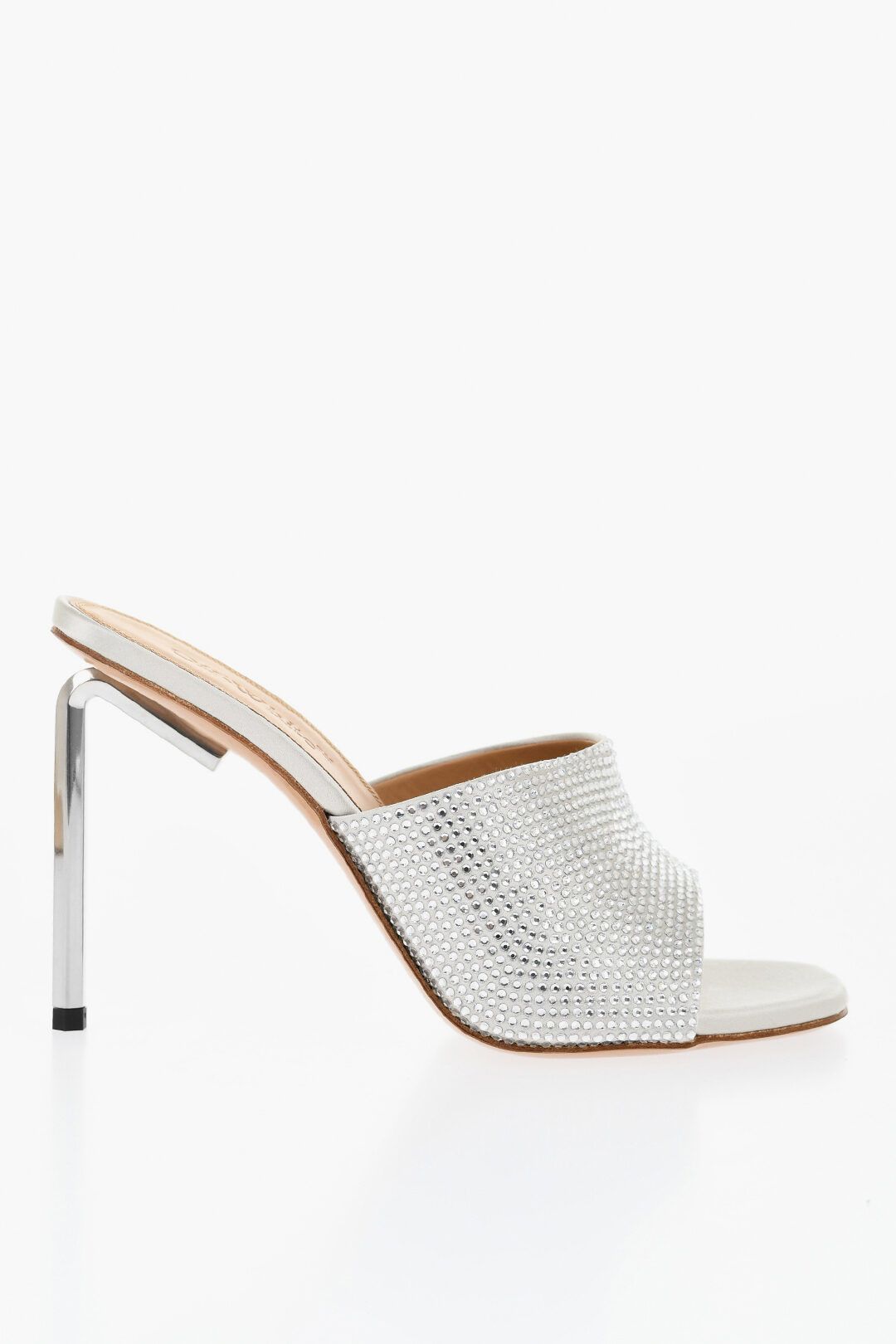 og1mm1125 Rhinestoned Allen Open-Toe Mules in Silver