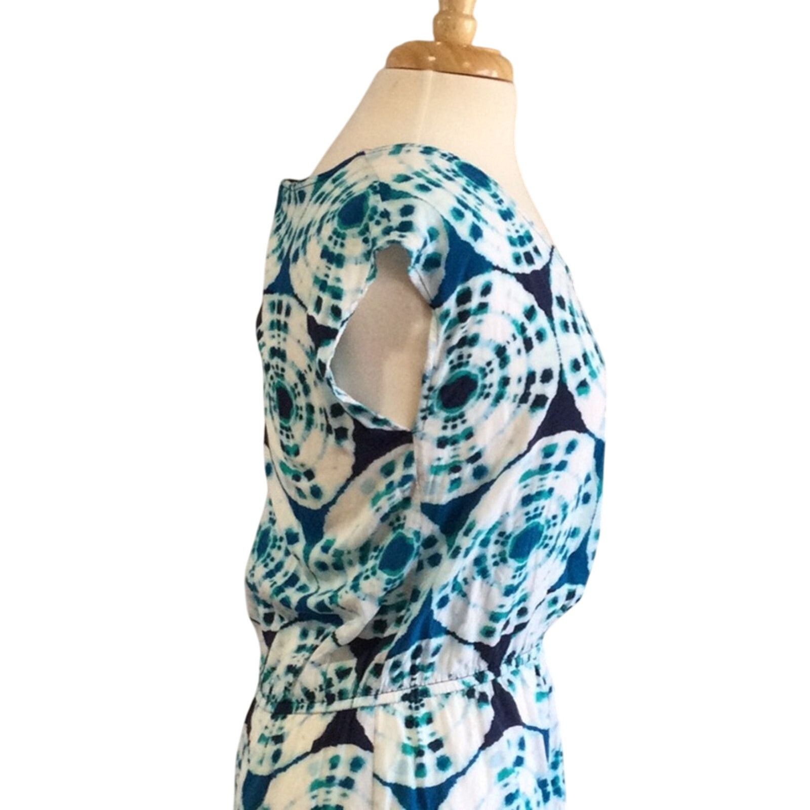 Banana Republic Banana Republic Blue/White Elastic Waist A-line Dress Size M Size M / US 6-8 / IT 42-44 - 5 Thumbnail