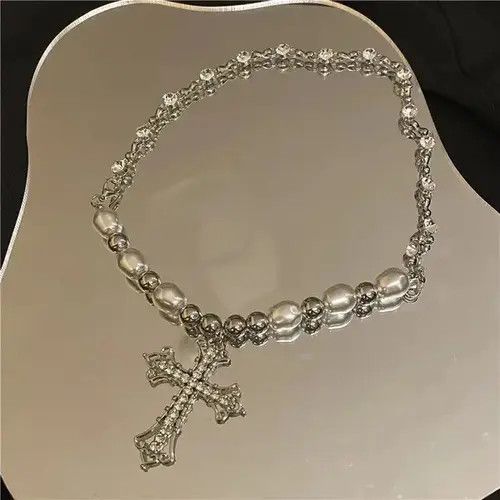 Jewelry Silver Jewel Cross Goth Chrome God Necklace Jesus Chain Size ONE SIZE - 4 Thumbnail