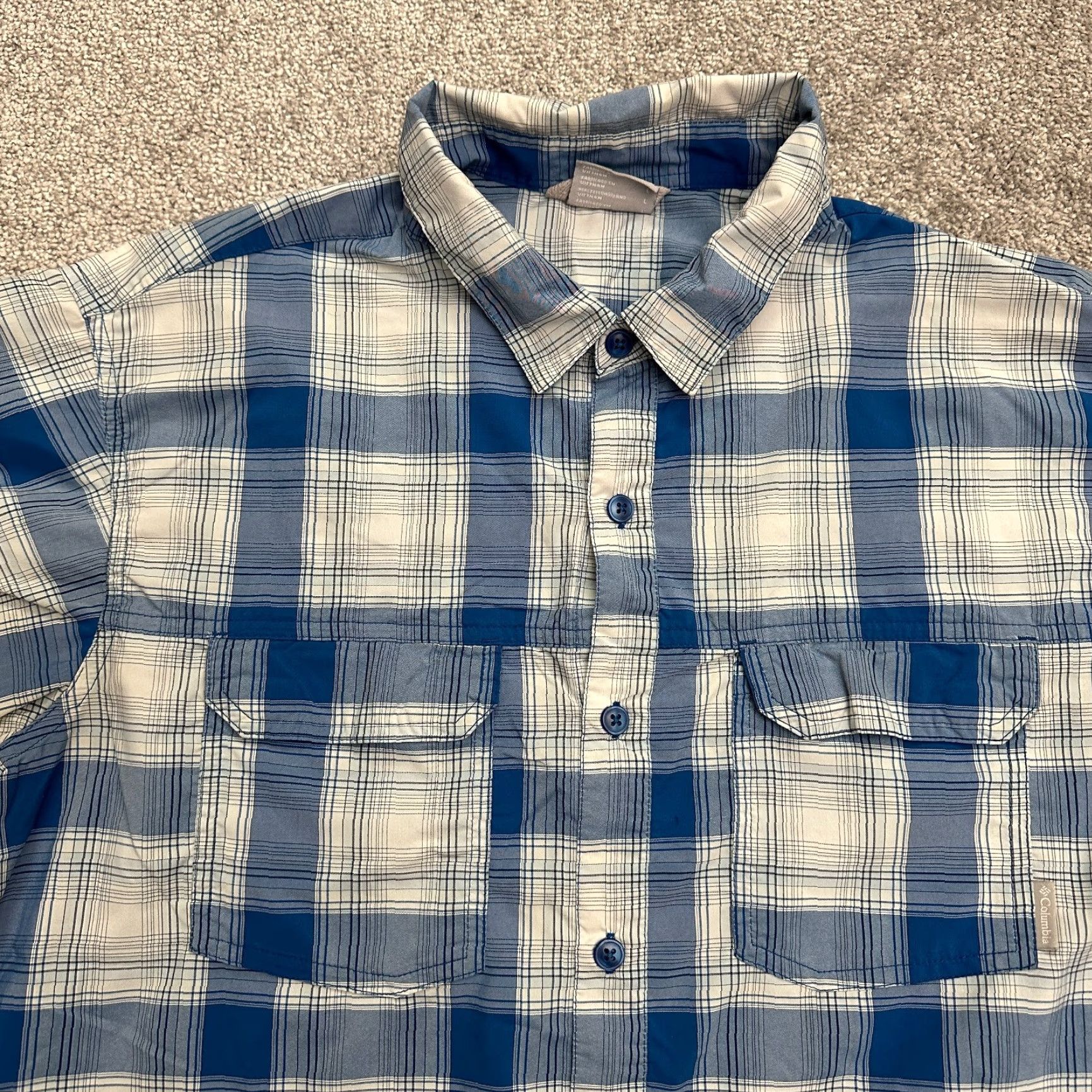 Vintage Columbia Omni Wick Shirt Mens Blue Plaid Short Sleeve Button-Up Casual Outdoor Top Size US L / EU 52-54 / 3 - 4 Thumbnail