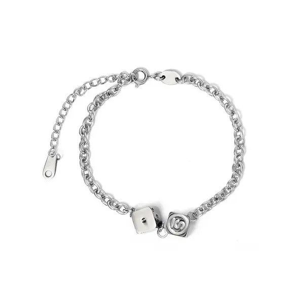 Jewelry Hazaki x Mari Titanium Silver Letter Dice Pendant Bracelet Size ONE SIZE - 4 Thumbnail
