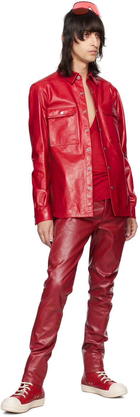Rick Owens o1s1v1n0724 Leather Jacket in Cardinal Red Size US M / EU 48-50 / 2 - 4 Thumbnail