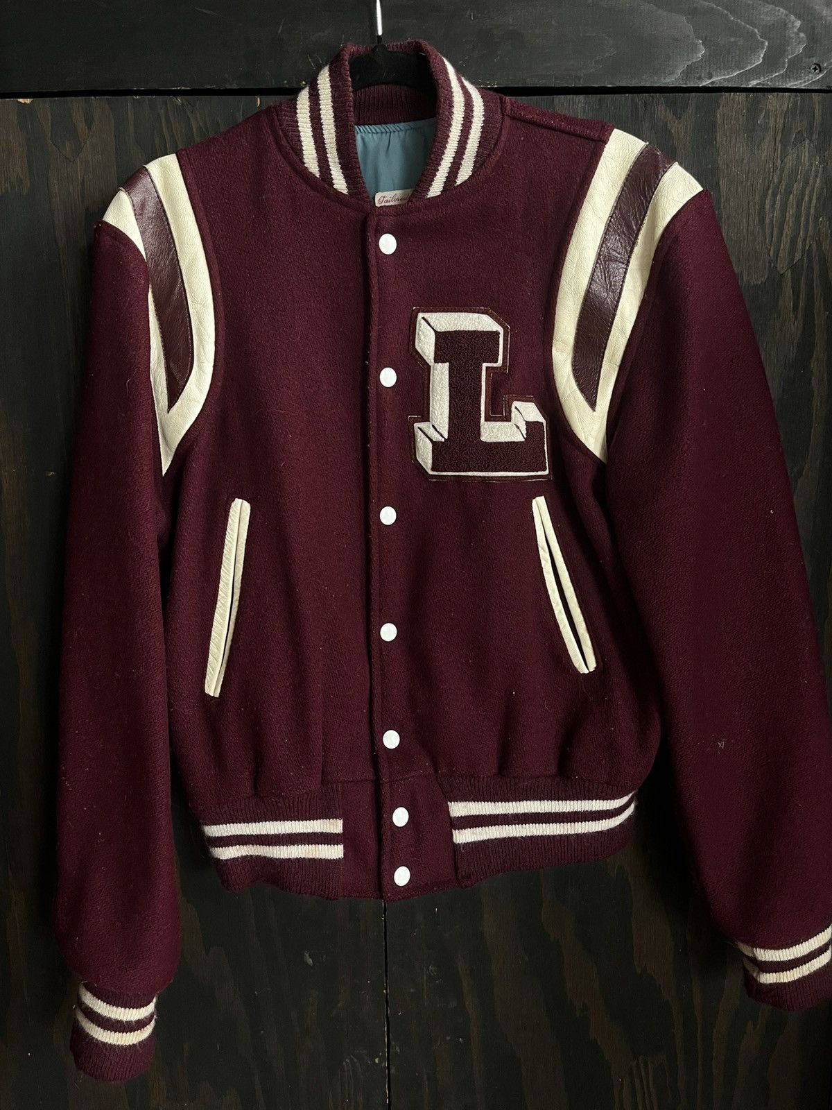 Vintage 1960s Red Maroon/White Varsity jacket Size US M / EU 48-50 / 2 - 1 Thumbnail