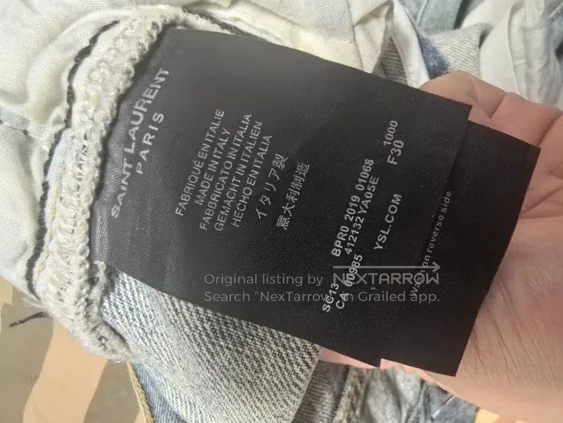 Yves Saint Laurent YSL Washed Distressed Denim Jeans. Size US 30 / EU 46 - 3 Thumbnail