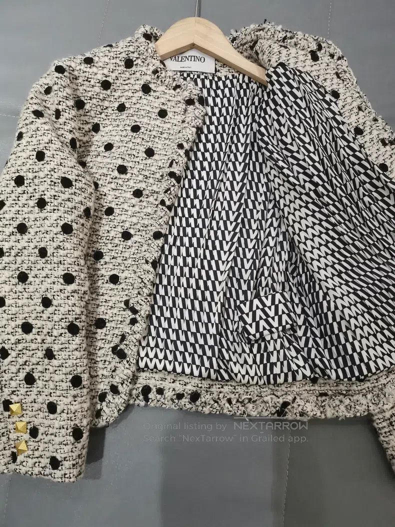 Valentino Valentino Polka dot wool mulberry silk small fragrant coat Size S / US 4 / IT 40 - 5 Thumbnail