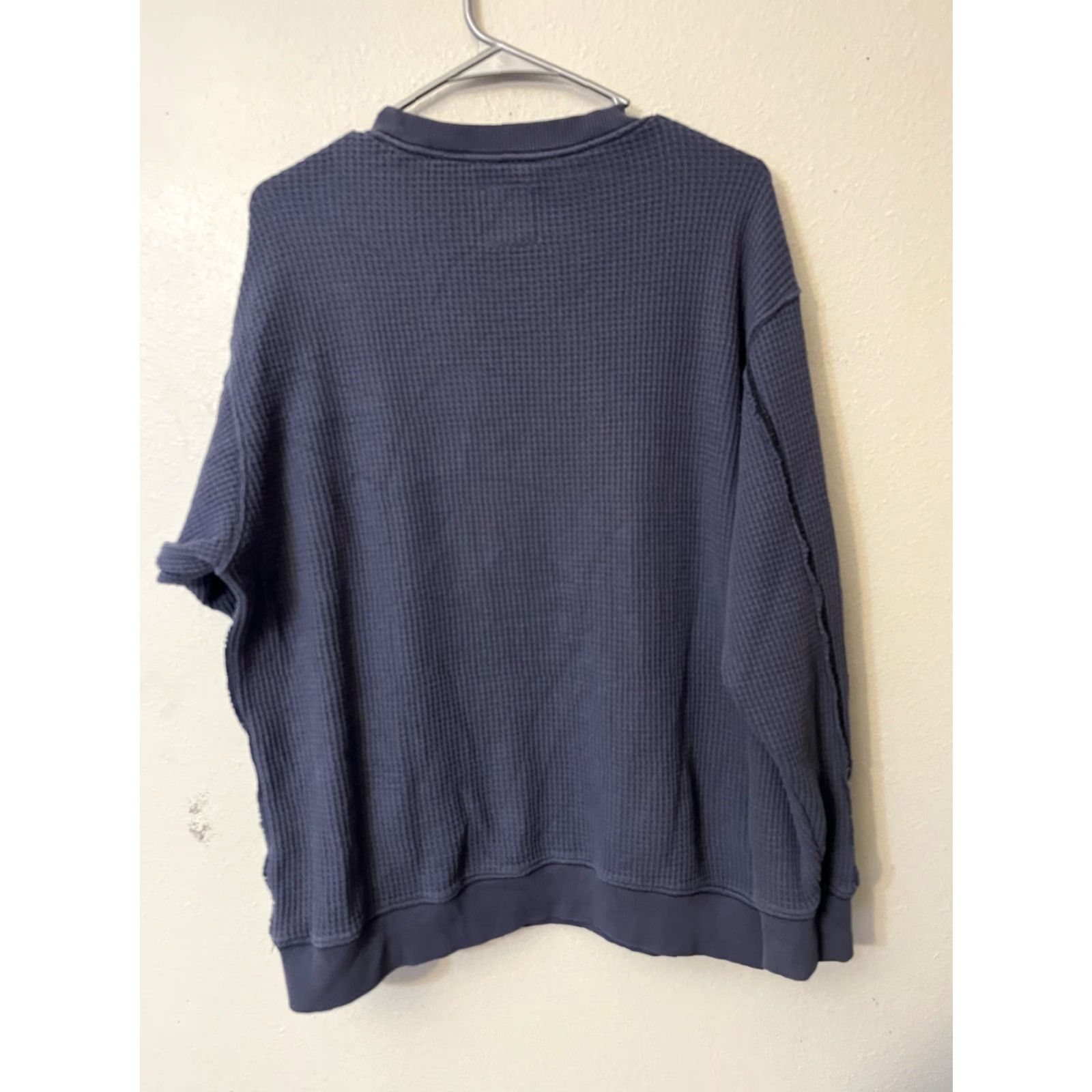 Vintage AERIE Blue Oversized Pullover Sweatshirt Ribbed Split Side Womens Mediu Size M / US 6-8 / IT 42-44 - 3 Thumbnail