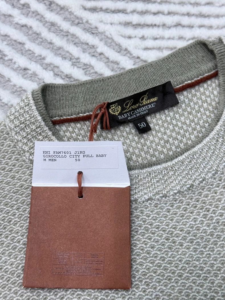 Loro Piana LORO PIANA Clash color striped collar design, round neck k Size US M / EU 48-50 / 2 - 2 Thumbnail