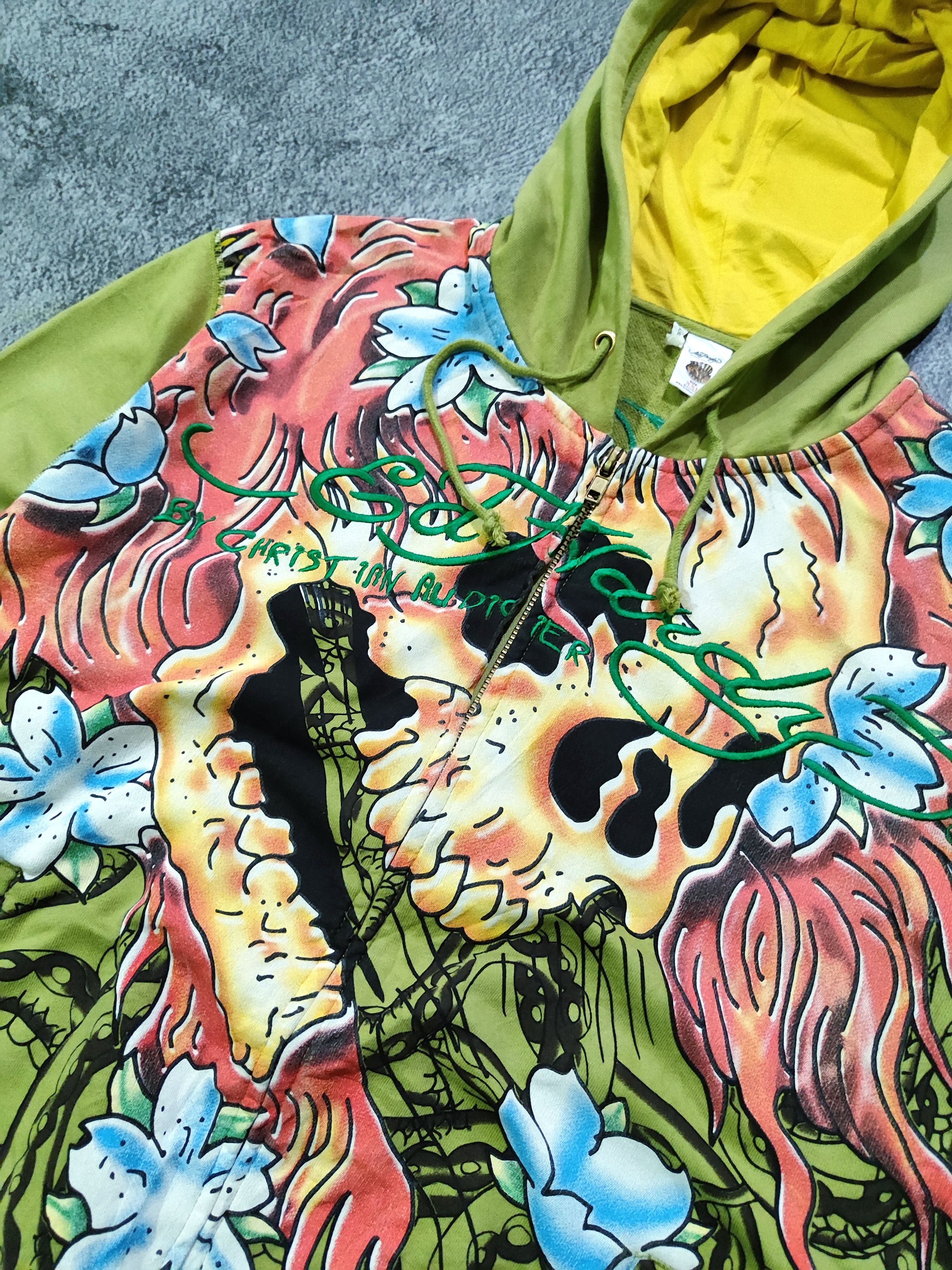 Ed Hardy Y2K Ed Hardy By Christian Audigier Green ZipUp Hoodie Size US XXL / EU 58 / 5 - 6 Thumbnail
