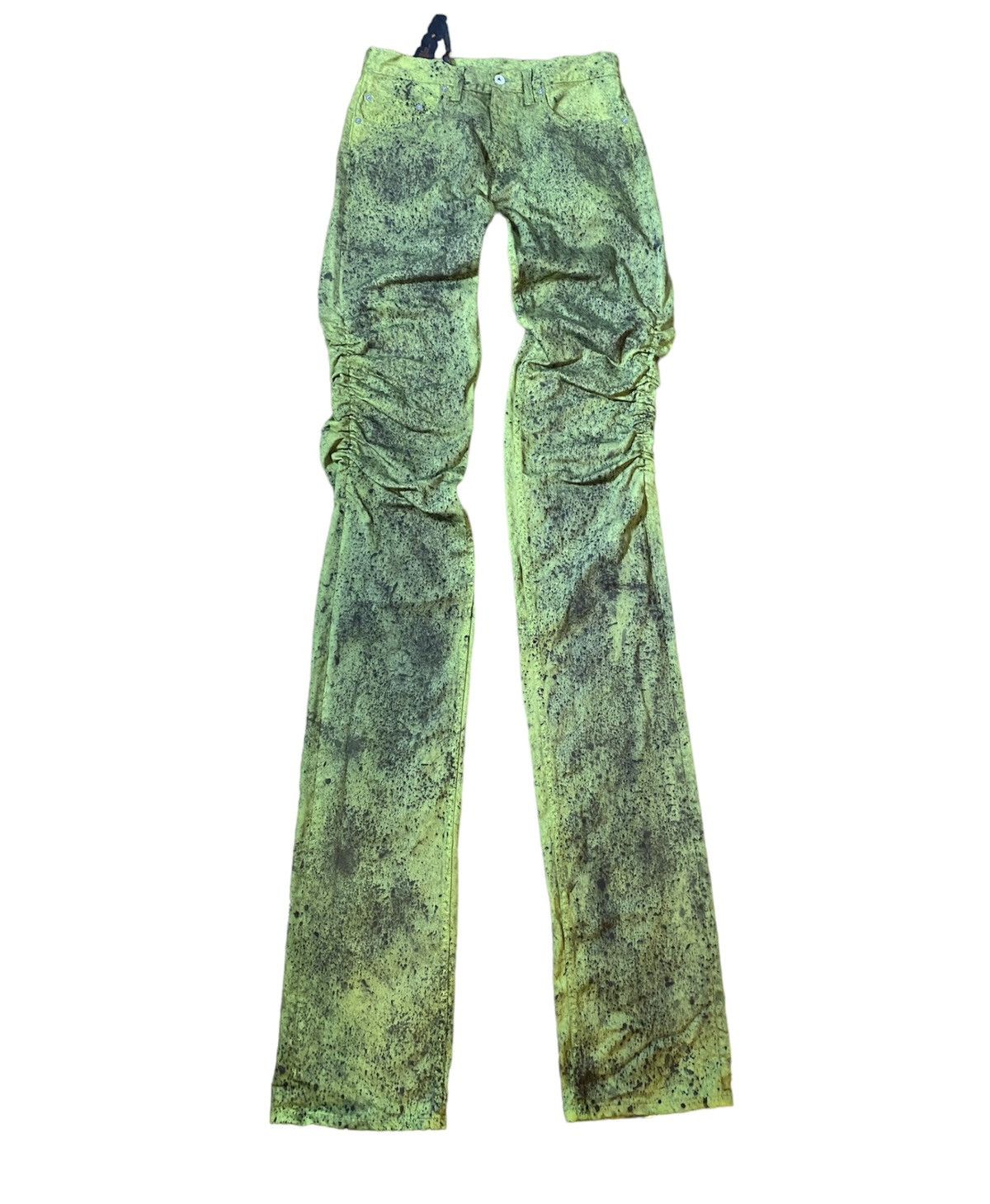 image of Vlone Green Splatter Stacked Denim, Men's (Size 30)