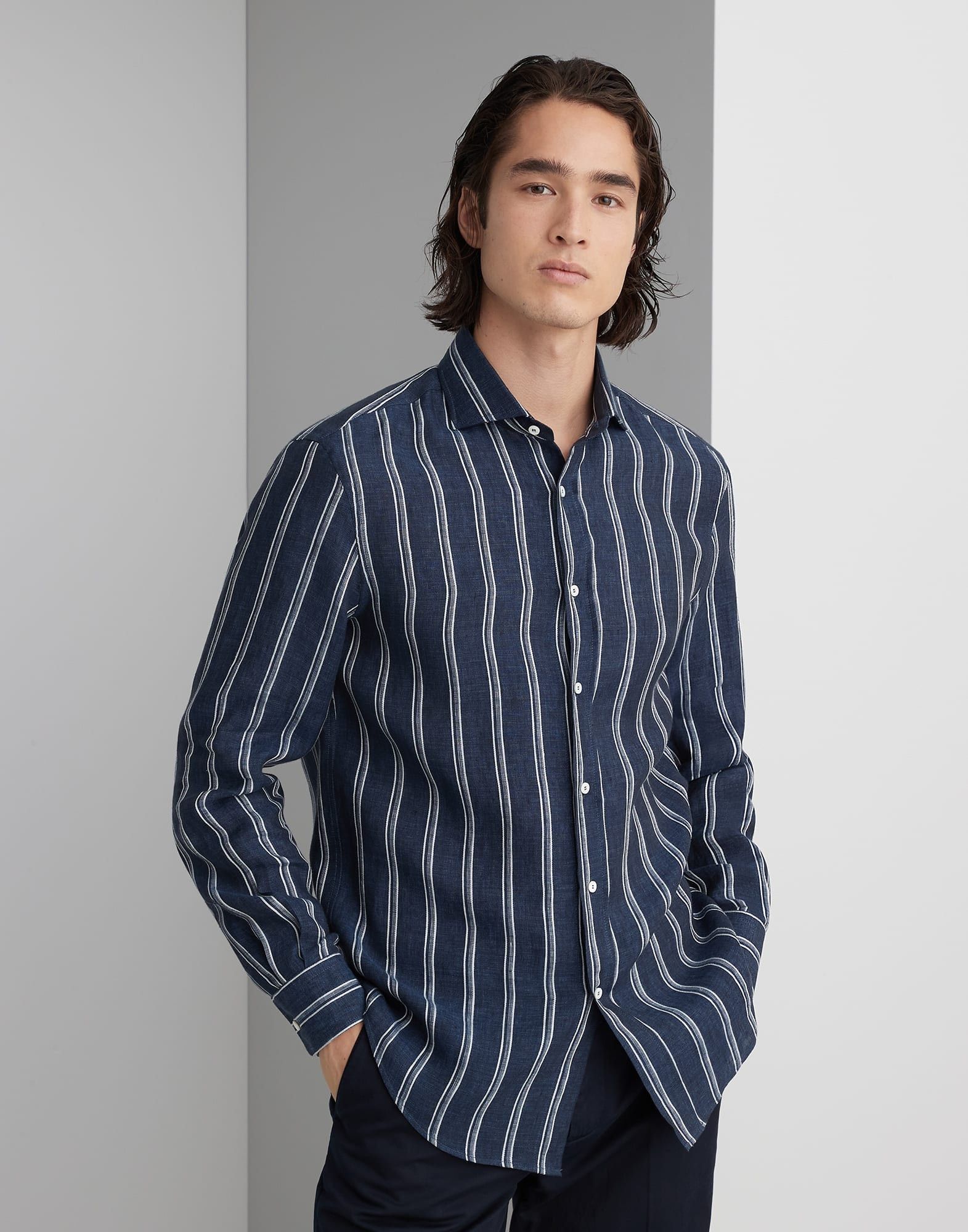 Brunello Cucinelli Shirt in Open Blue Size US S / EU 44-46 / 1 - 1 Thumbnail