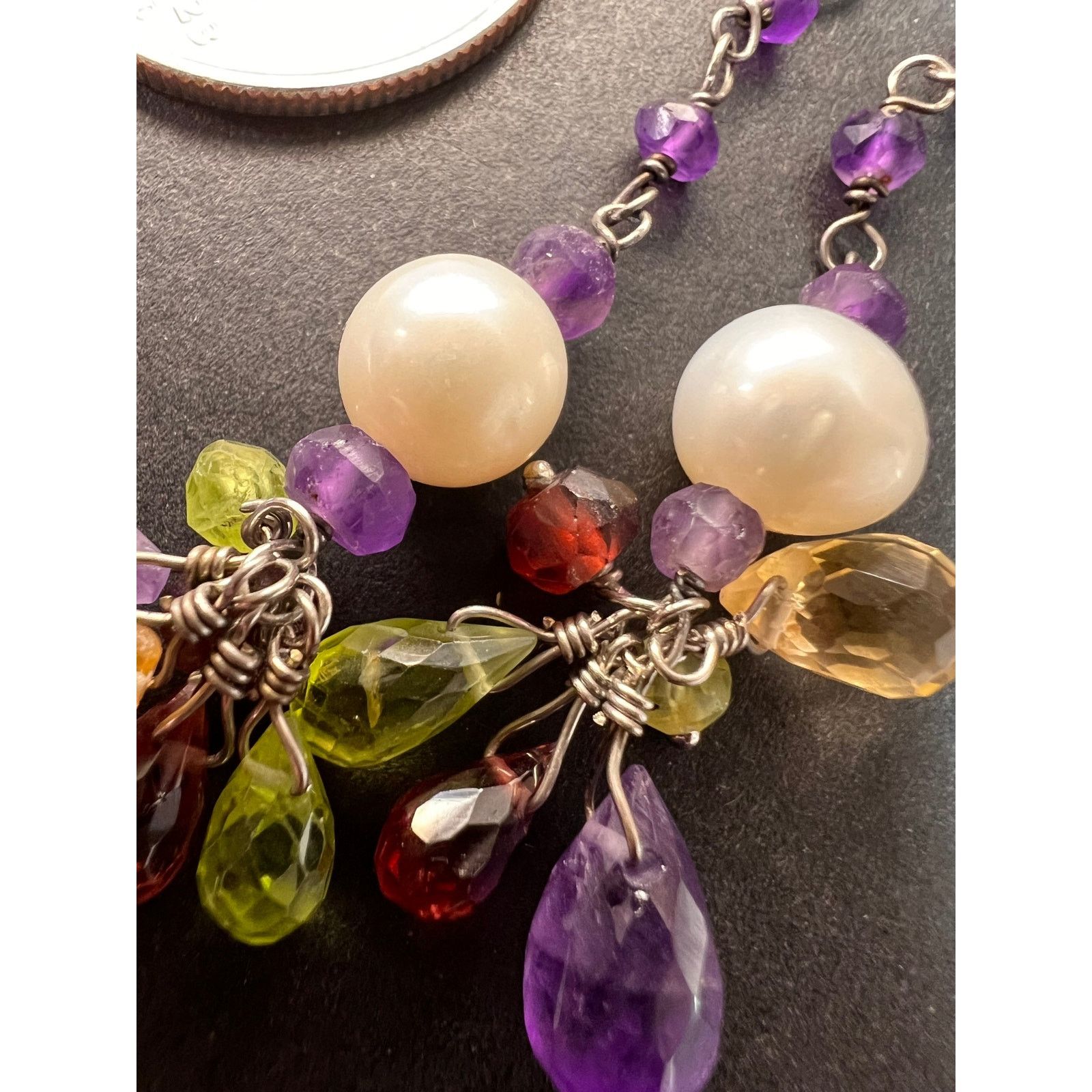 Other Multi gemstone cluster dangle earrings in sterling silver Size ONE SIZE - 9 Thumbnail