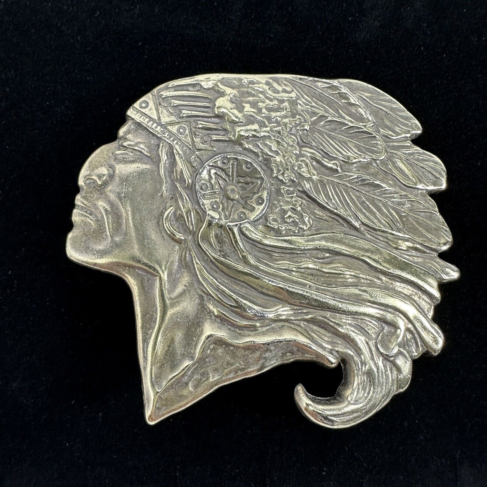 Other Chief Headdress VTG 70's Brass Belt Buckle by R J Roberts Size ONE SIZE - 3 Thumbnail