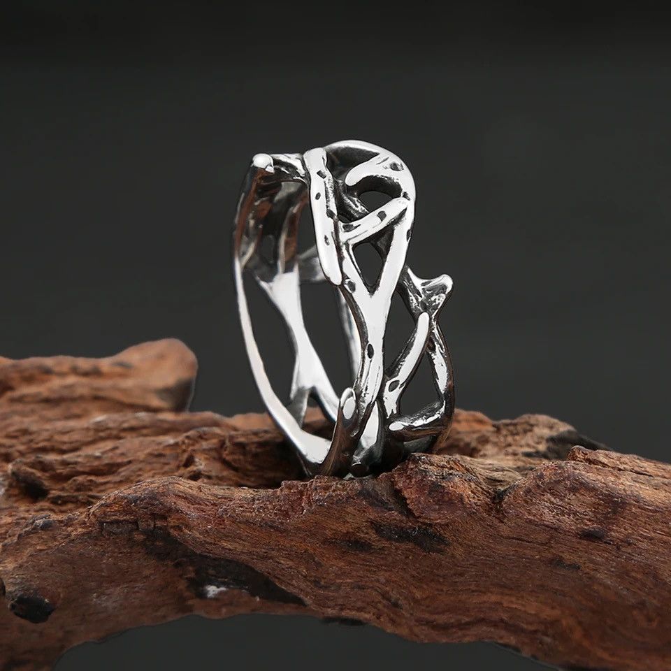 Jewelry × Vintage Vintage Punk Peace Olive Branch Stainless Steel Mens Ring Size ONE SIZE - 3 Thumbnail
