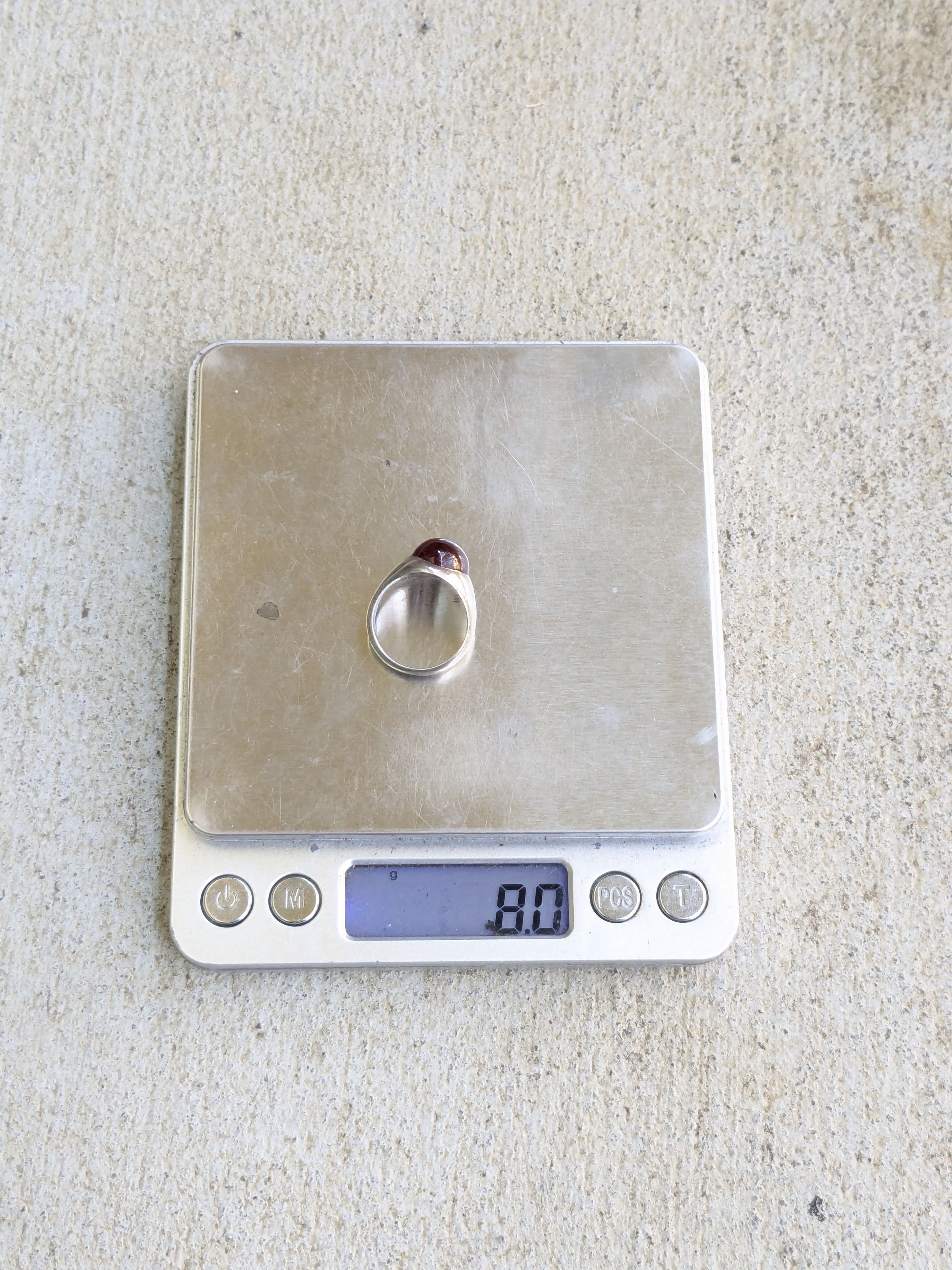 Jewelry Vintage Sterling Silver Ring Red Glass Oval Cabochon 7 Size ONE SIZE - 13 Thumbnail