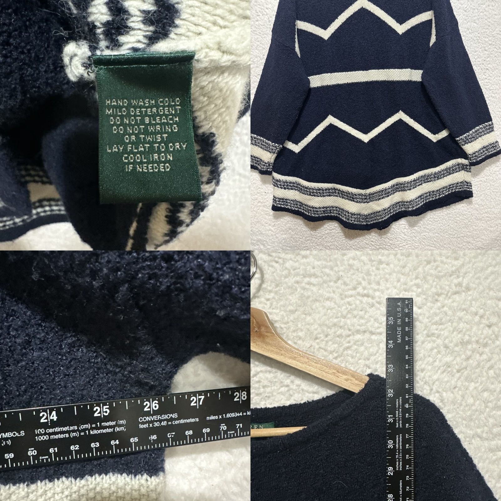 Ralph Lauren VINTAGE Lauren Ralph Lauren Southwestern Wool Blend Tunic Sweater Navy Blue Ivory Sz 3X Women Pullover Knitt 3X, Wool Blend, Western, Purple? Size XXL / US 16-18 / IT 52-54 - 8 Thumbnail