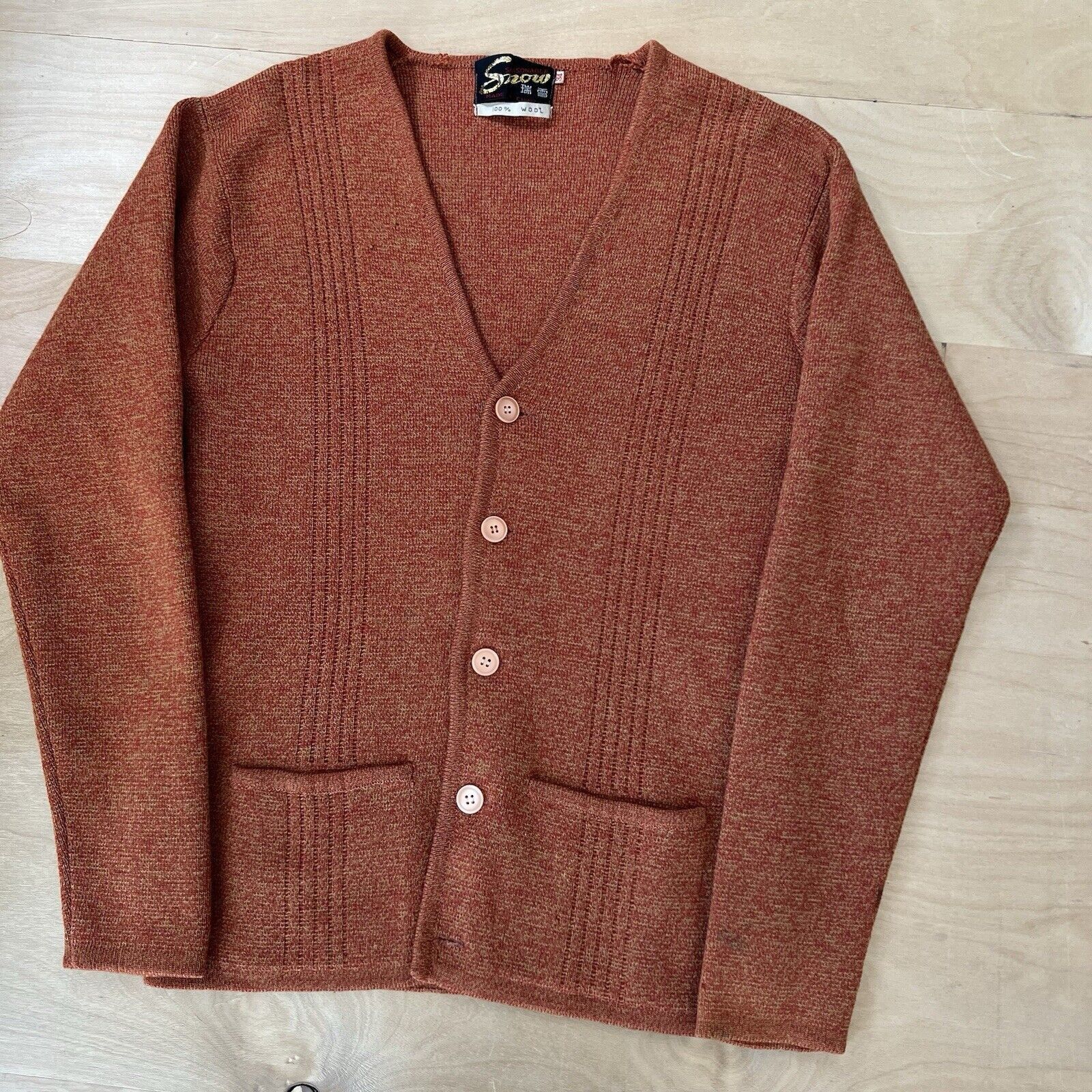 Vintage Vintage Snow Cardigan 34 Orange Wool Sweater 60s Size S / US 4 / IT 40 - 11 Thumbnail