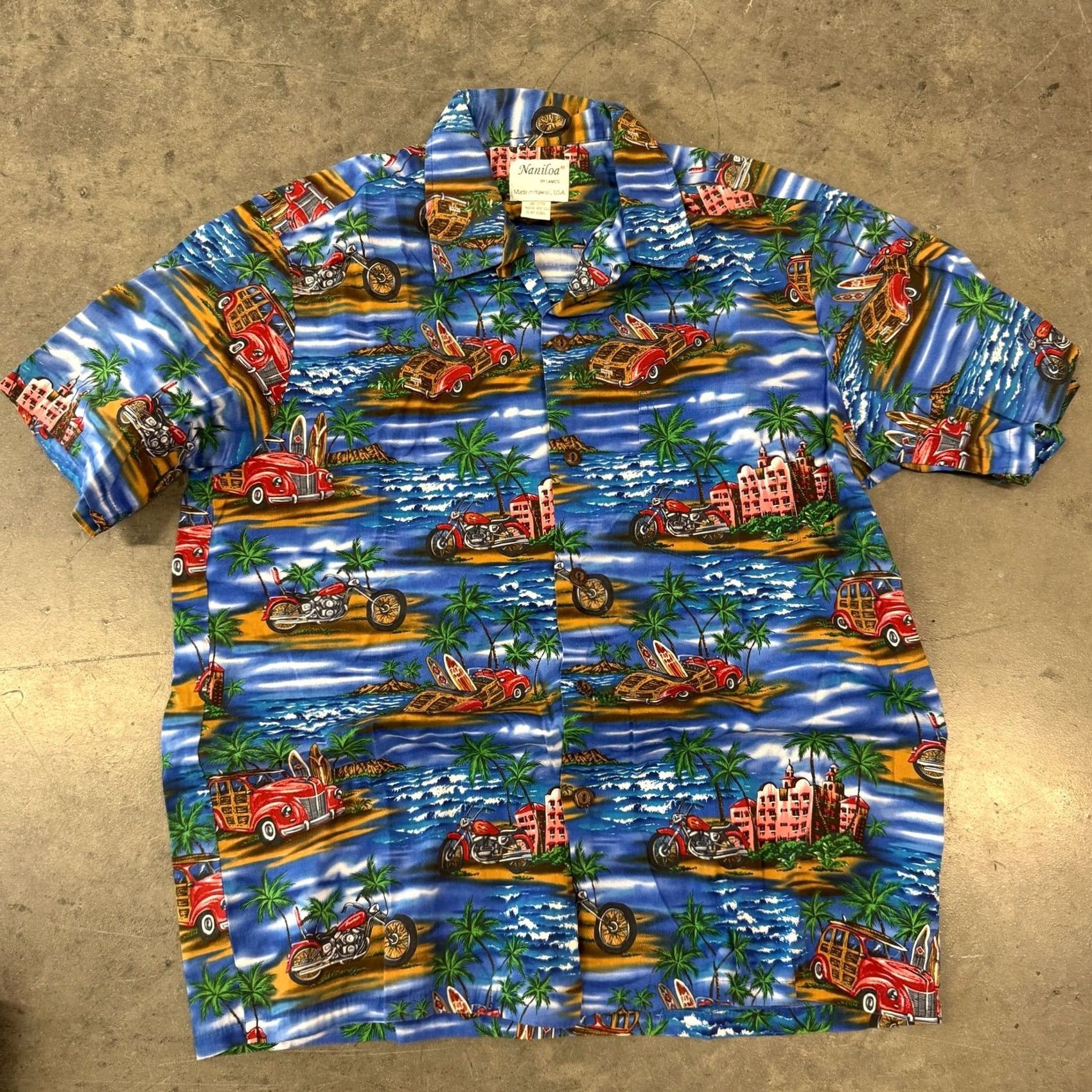 Vintage VINTAGE Y2K 90's Made in Hawaii Naniloa Tropical Beach Blue Shirt XL Men Size US XL / EU 56 / 4 - 2 Thumbnail