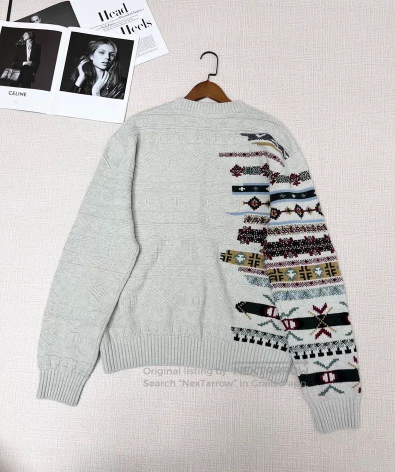 Hermes Hermes Jacquard knit cashmere sweater Size US XXL / EU 58 / 5 - 4 Thumbnail