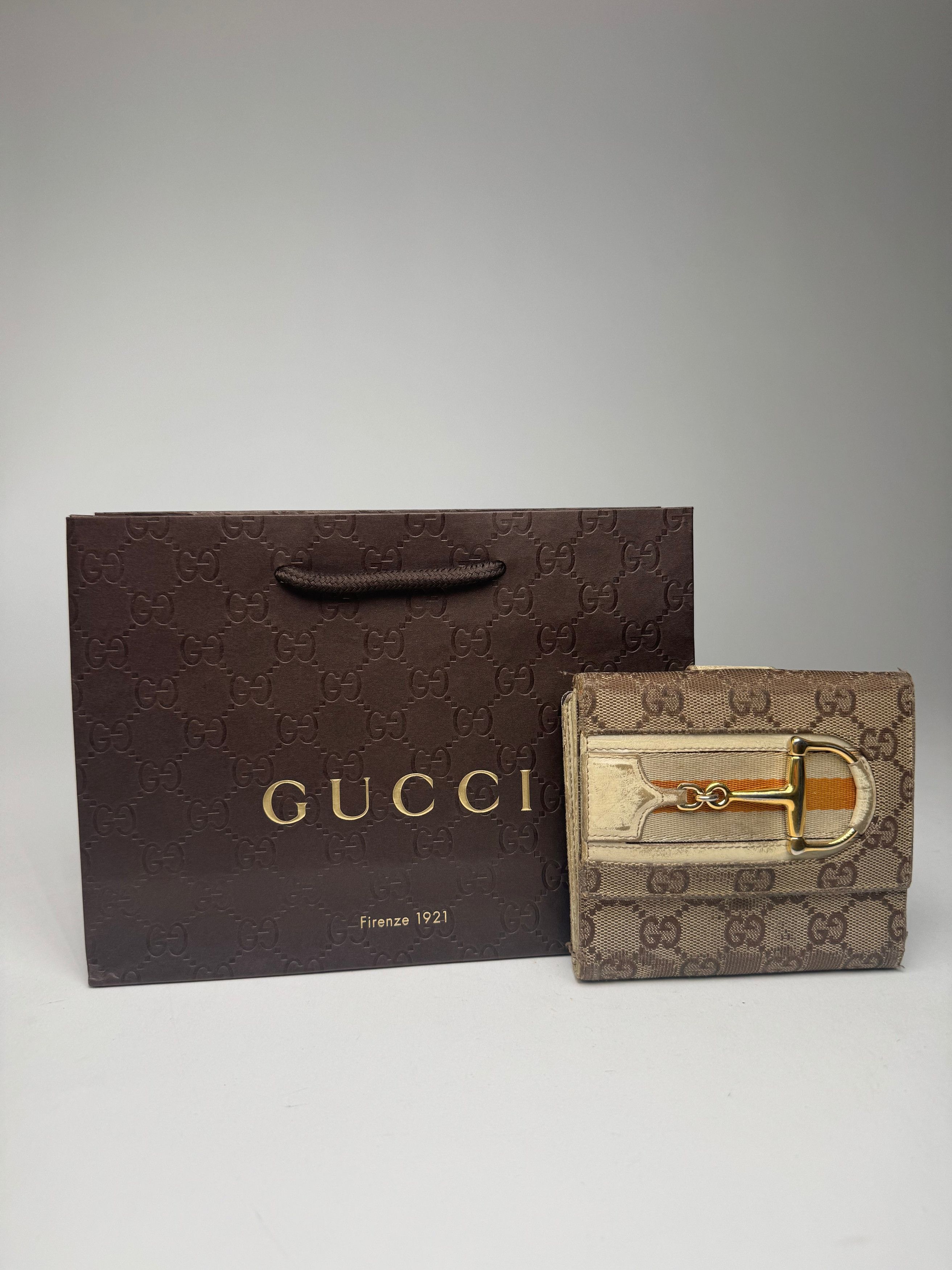 Gucci Vintage Leather / monogram wallet beige white orange Size ONE SIZE - 1 Thumbnail