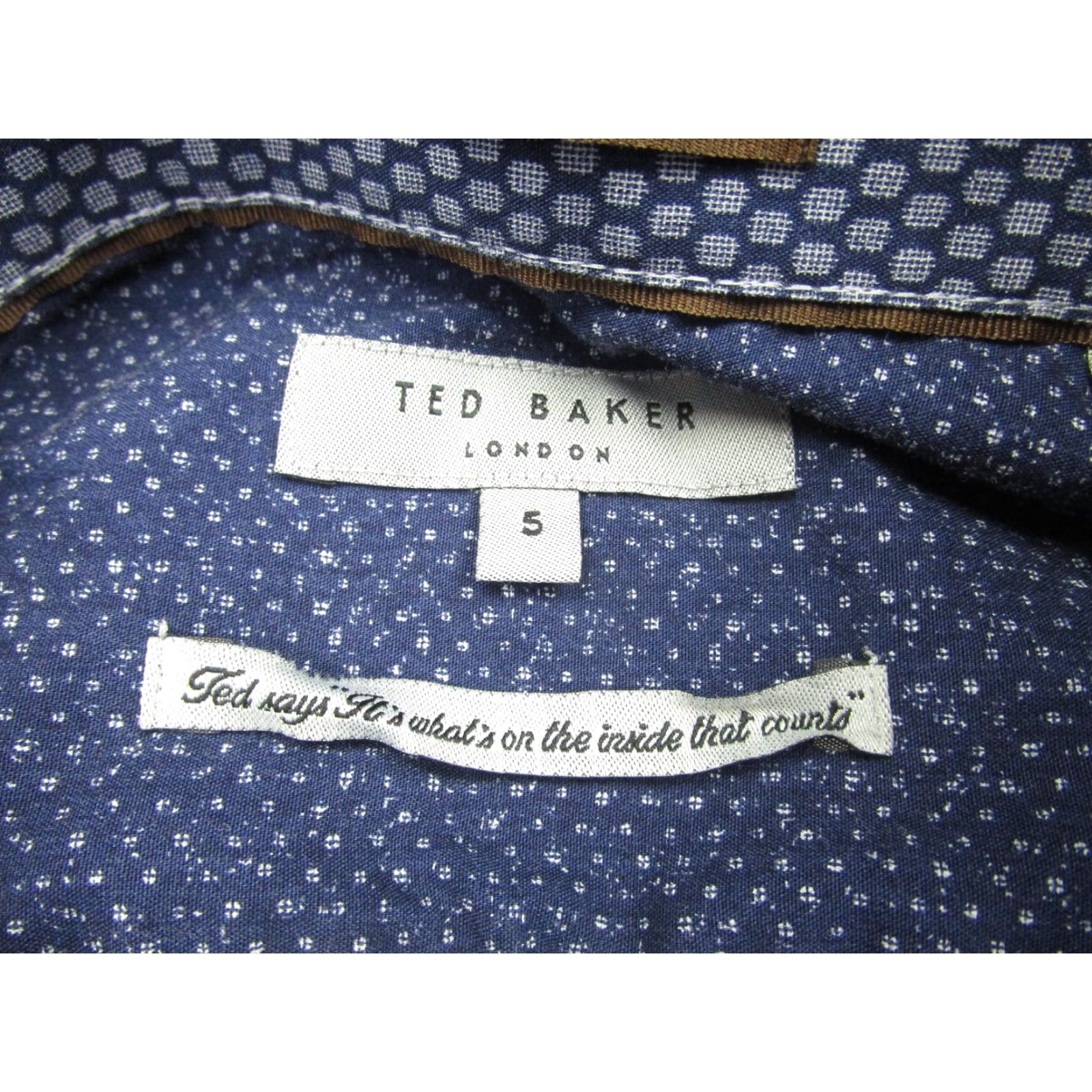 Ted Baker Ted Baker Shirt Mens Large Blue Button-Up Long Sleeve Dress Casual Pocket Geometric Crosshatch 100% Cotton Mens L Size US L / EU 52-54 / 3 - 4 Thumbnail
