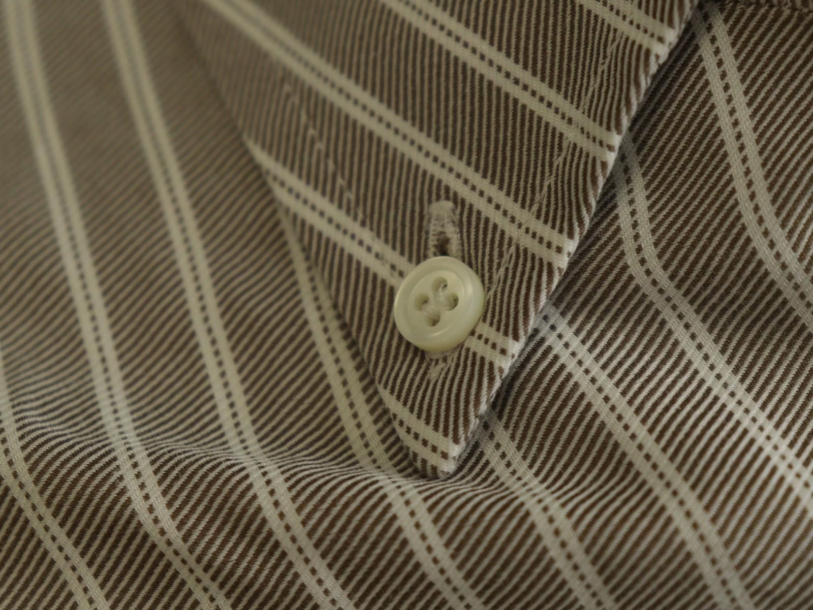 Ermenegildo Zegna Zegna Brown Striped Chest Pocket Button Down Shirt Size L Size US L / EU 52-54 / 3 - 6 Thumbnail