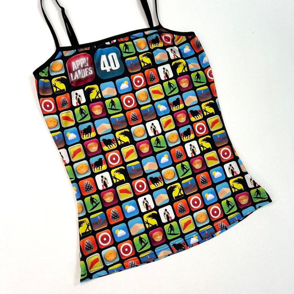 Vintage y2k euro black tank top with apps print Size S / US 4 / IT 40 - 6 Thumbnail