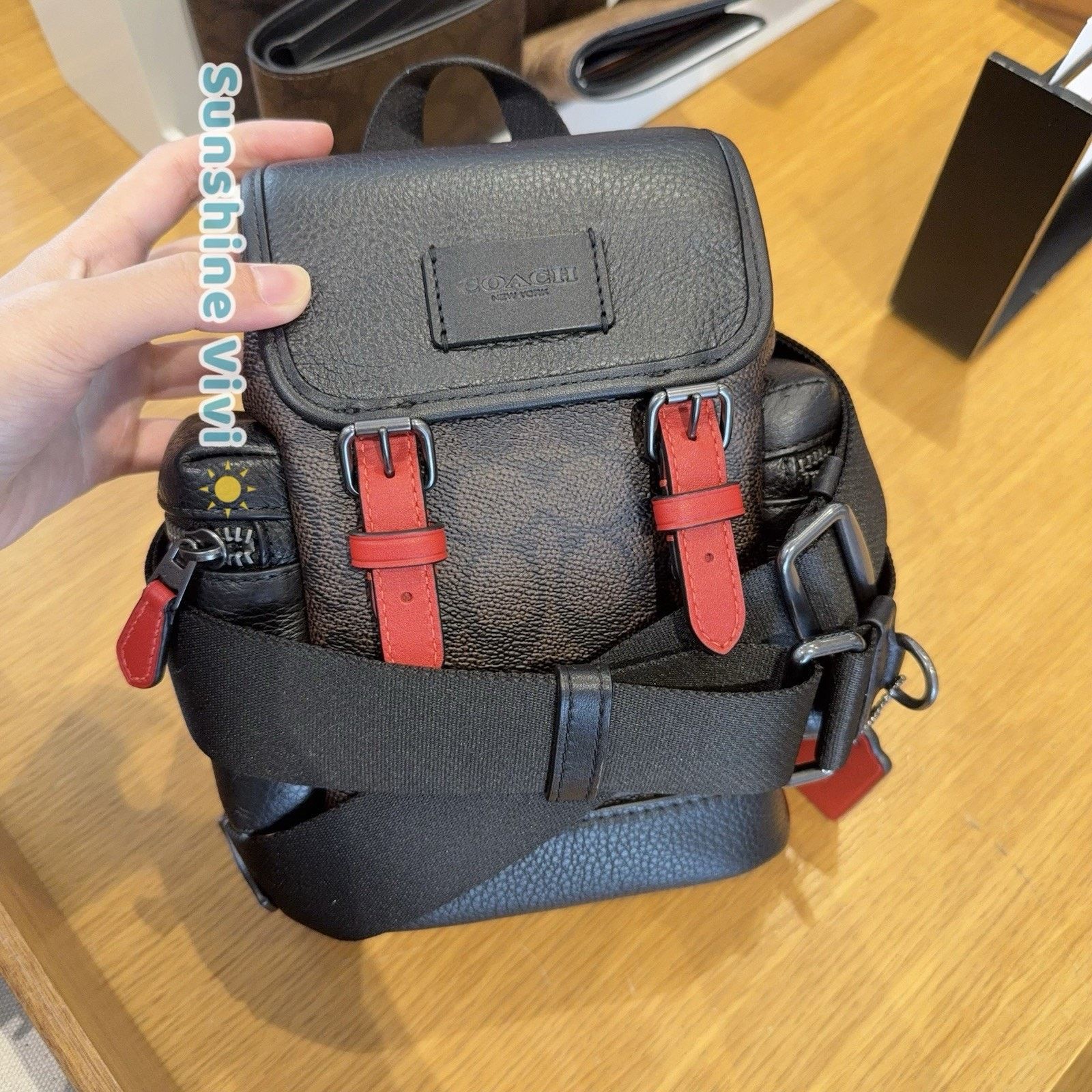Coach NWT Coach Sprint Sling Pack Walnut/Bold Red CCE85 Size ONE SIZE - 1 Thumbnail