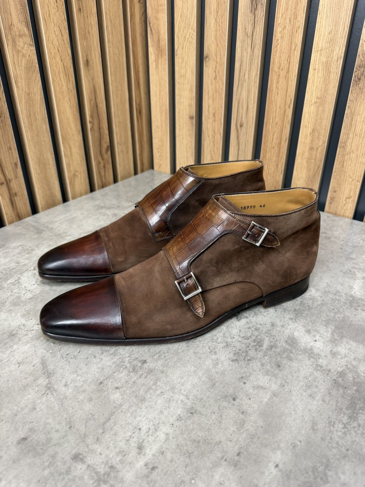 Magnanni Magnanni Double Monk Strap Ankle Boots Brown Suede Leather Size US 13 / EU 46 - 2 Thumbnail