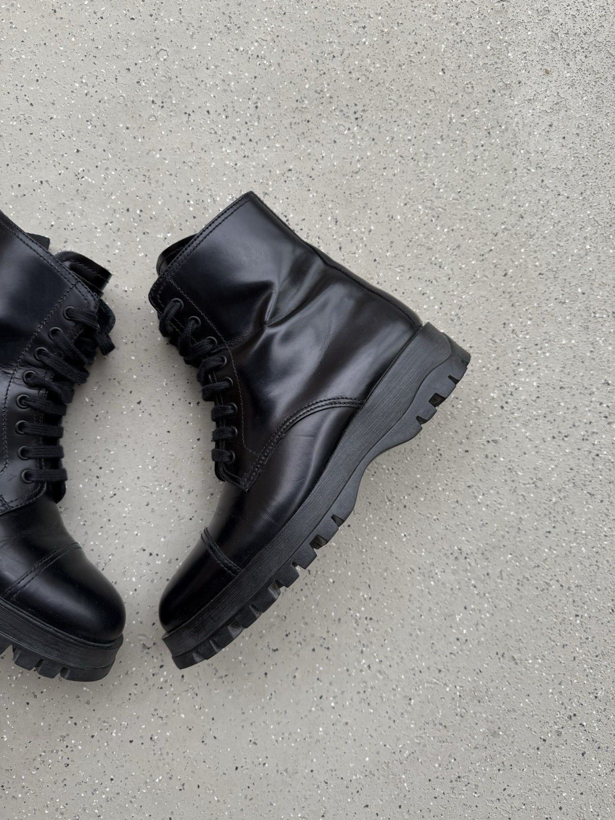 Prada DDP Prada Spazzolato Womens Combat Ankle Boots Black Size 36 Size US 6 / IT 36 - 2 Thumbnail