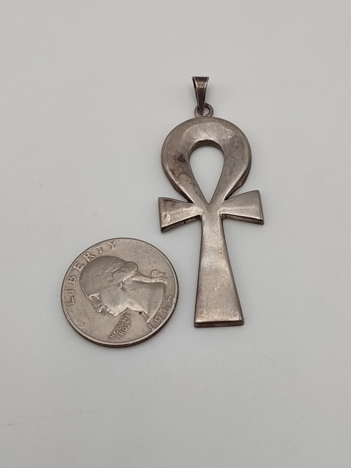 The Unbranded Brand Ankh 925 Pendant Egyptian Cross Key of Life with 30" chain Size ONE SIZE - 3 Thumbnail