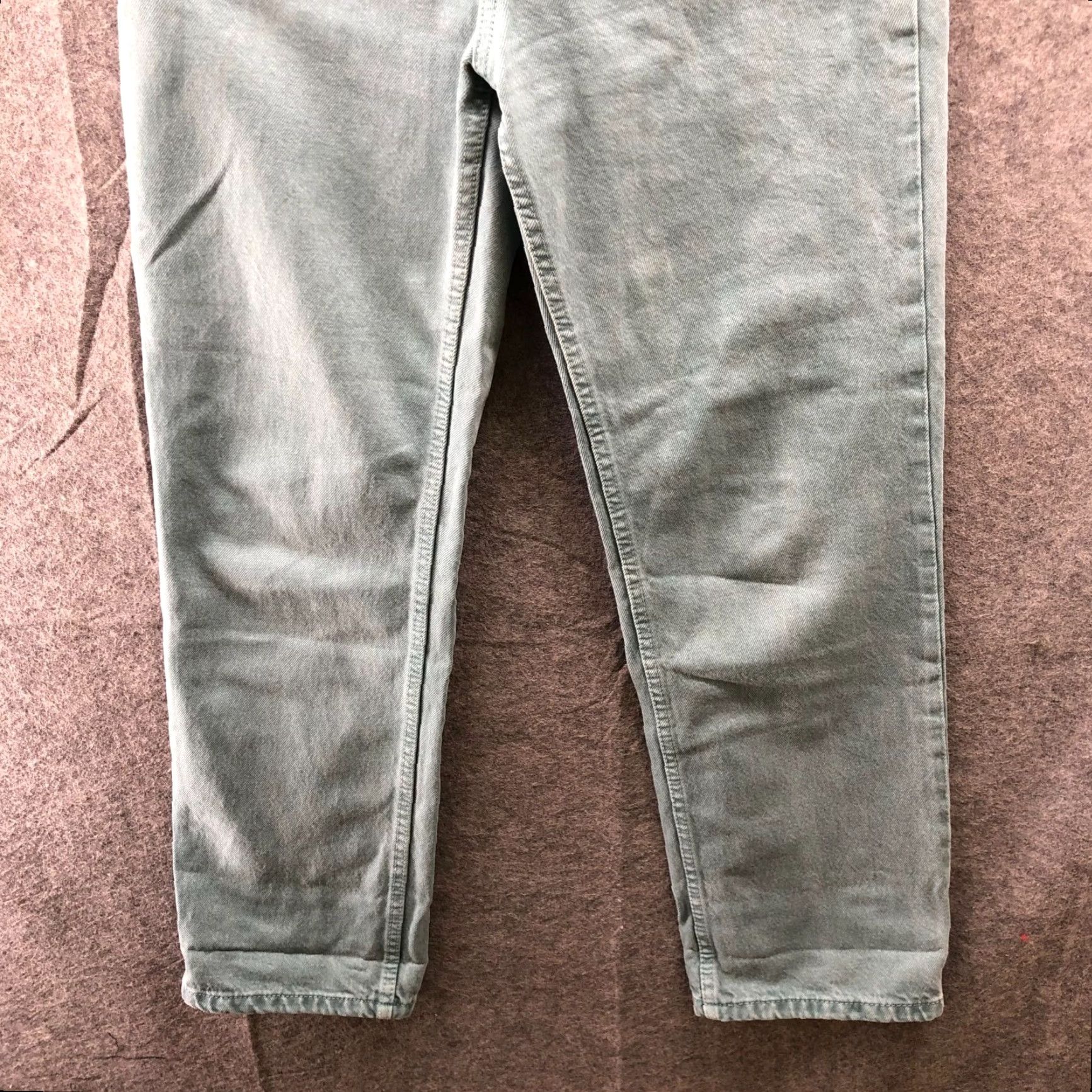 Zara VINTAGE Zara High Waisted Straight Leg Jean Womens 4 Sage Green Button Fly Cotton Size 27" / US 4 / IT 40 - 4 Thumbnail