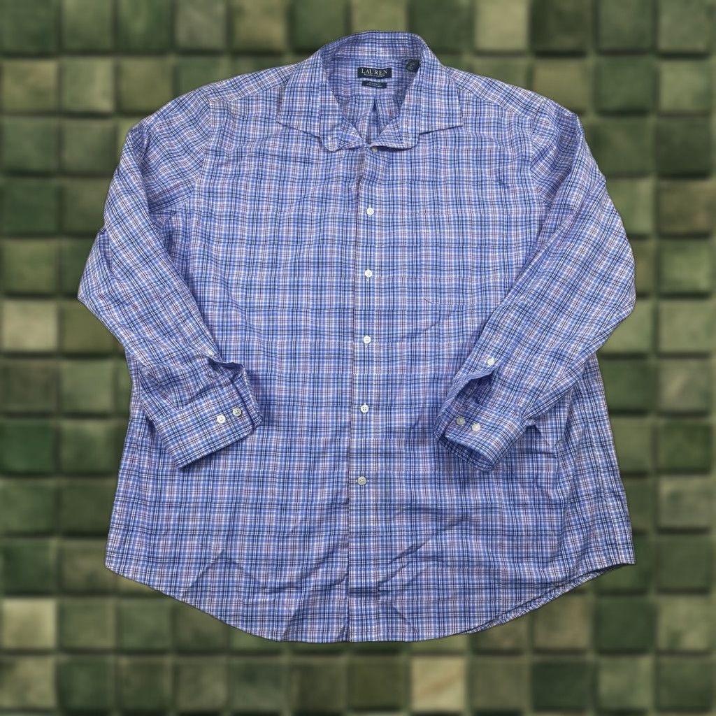 Ralph Lauren Lauren Ralph Dress Shirt Mens Blue Pink Check XL 17.5 32 Size 46R - 1 Thumbnail