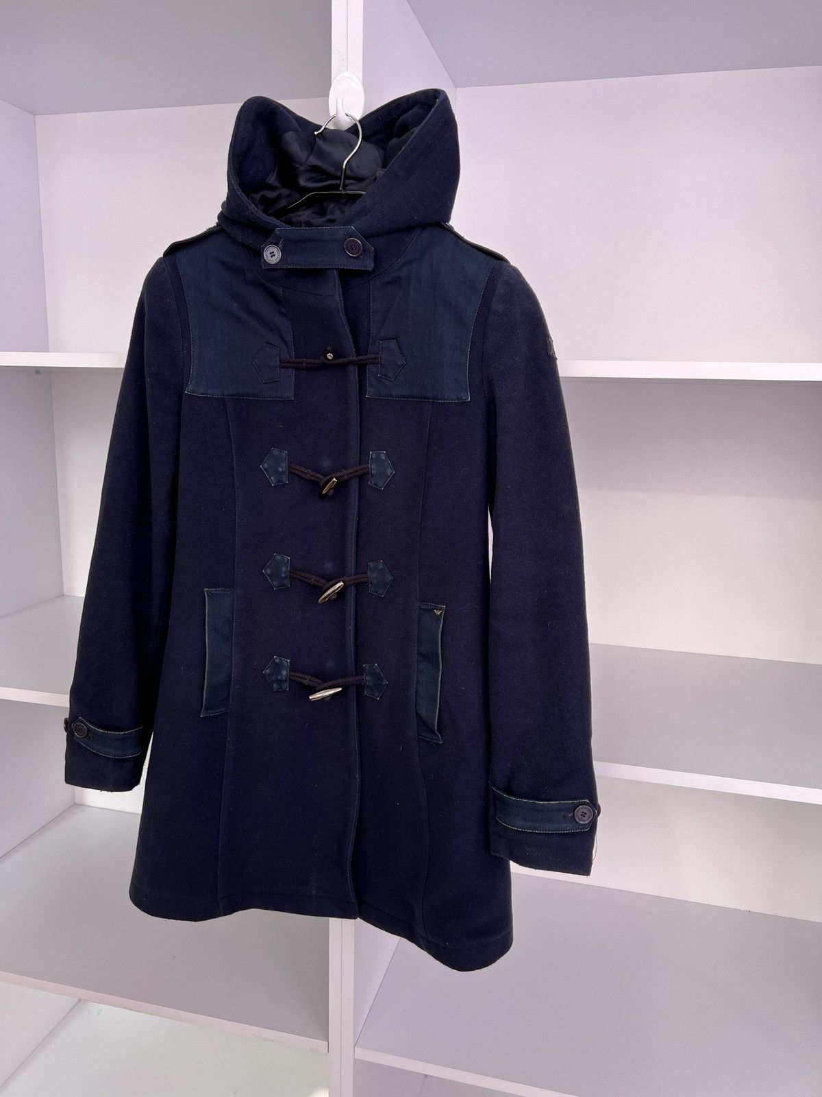 Emporio Armani × Giorgio Armani × Vintage Vintage Armani Jeans Wool Hooded Women’s Coat Size M / US 6-8 / IT 42-44 - 5 Thumbnail