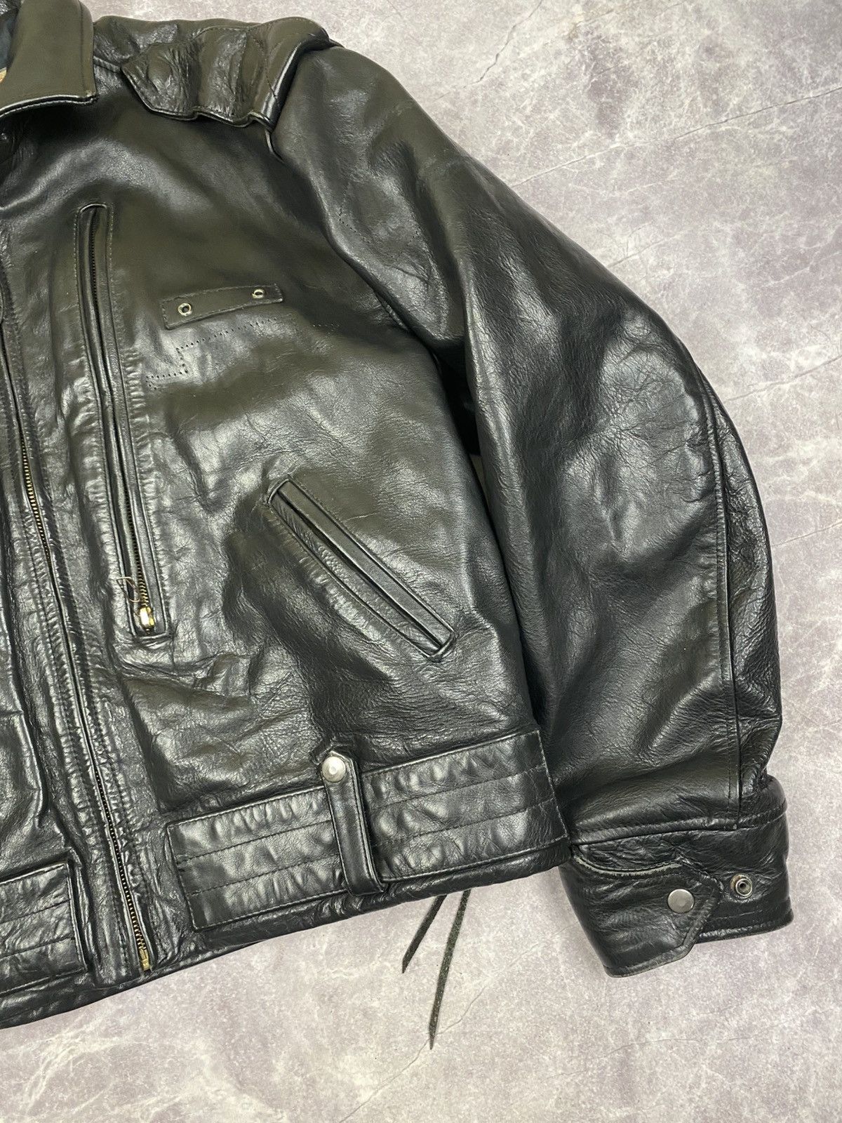 Vintage Lee Trevor Very Thick Cowhide Leather Jacket Size: XL Size US L / EU 52-54 / 3 - 3 Thumbnail