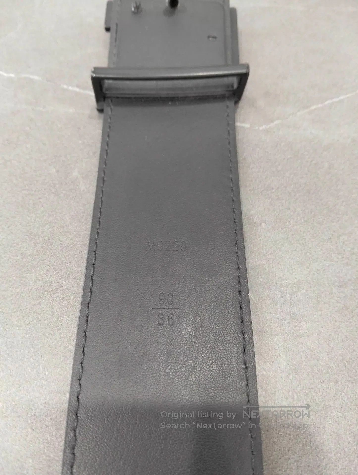 Louis Vuitton Gray Belt with Engraved Buckle. Size ONE SIZE - 6 Thumbnail