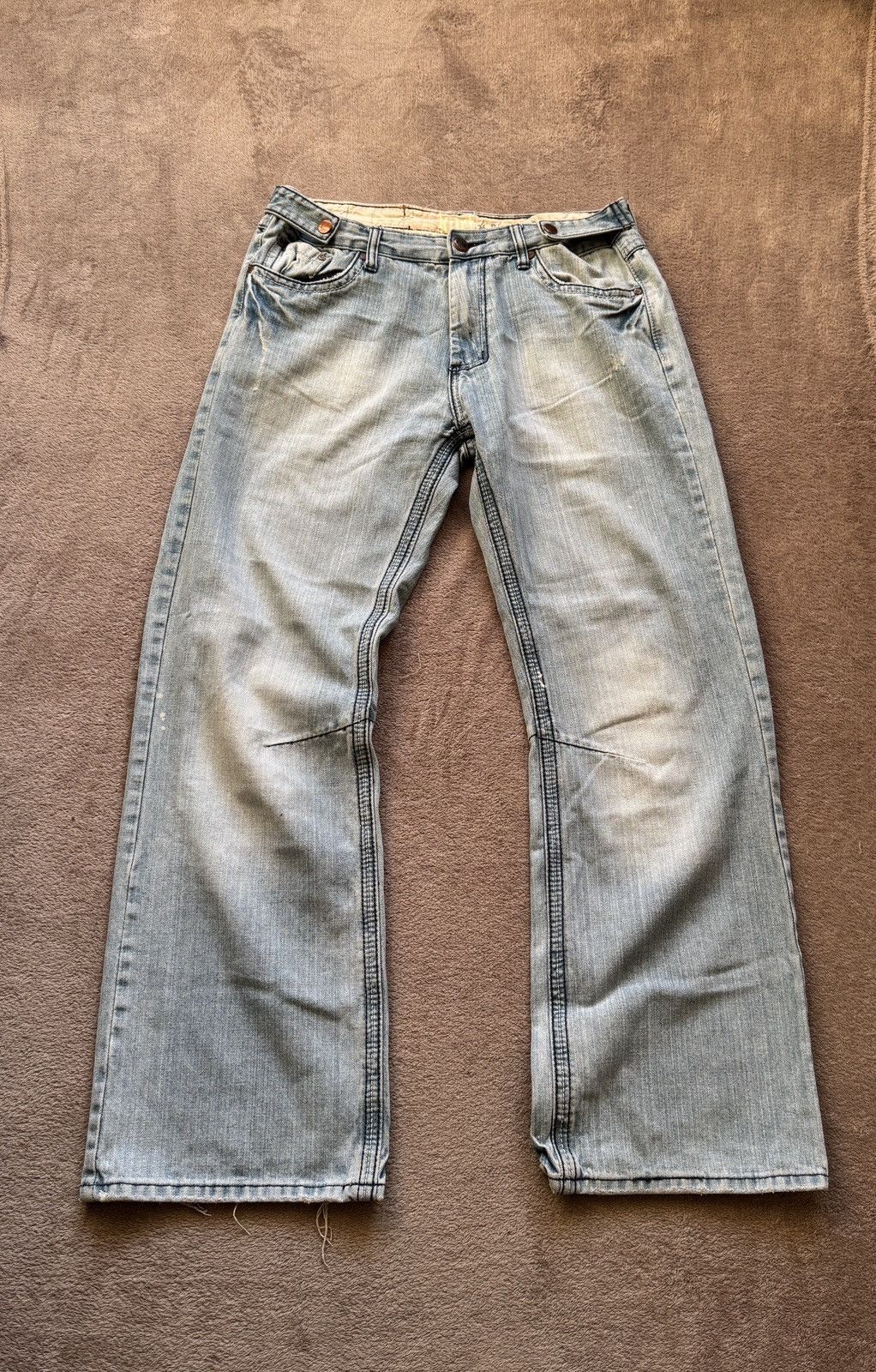 Japanese Brand Baggy Crazy Jeans Y2K Washed Denim LGB ifsixwasnine diesel Size US 32 / EU 48 - 1 Thumbnail