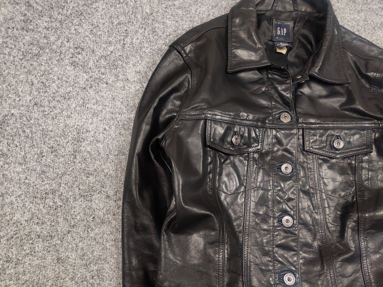 Gap Rare Gap Vintage 1999 Dyed Leather Trucker Rockstar Jacket Size M / US 6-8 / IT 42-44 - 7 Thumbnail