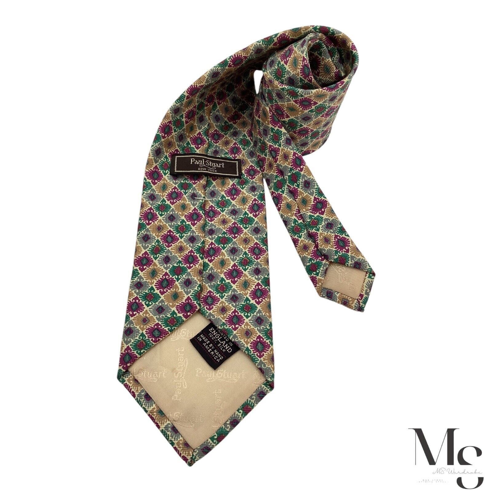 Paul Stuart PAUL STUART Multicolor Geometric Silk Tie Hand Made In USA W Size ONE SIZE - 1 Thumbnail